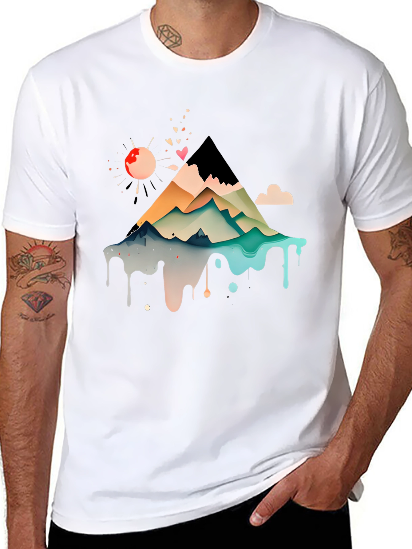 Abstract Mountain Graphic Tee - Modern Art Shirt
