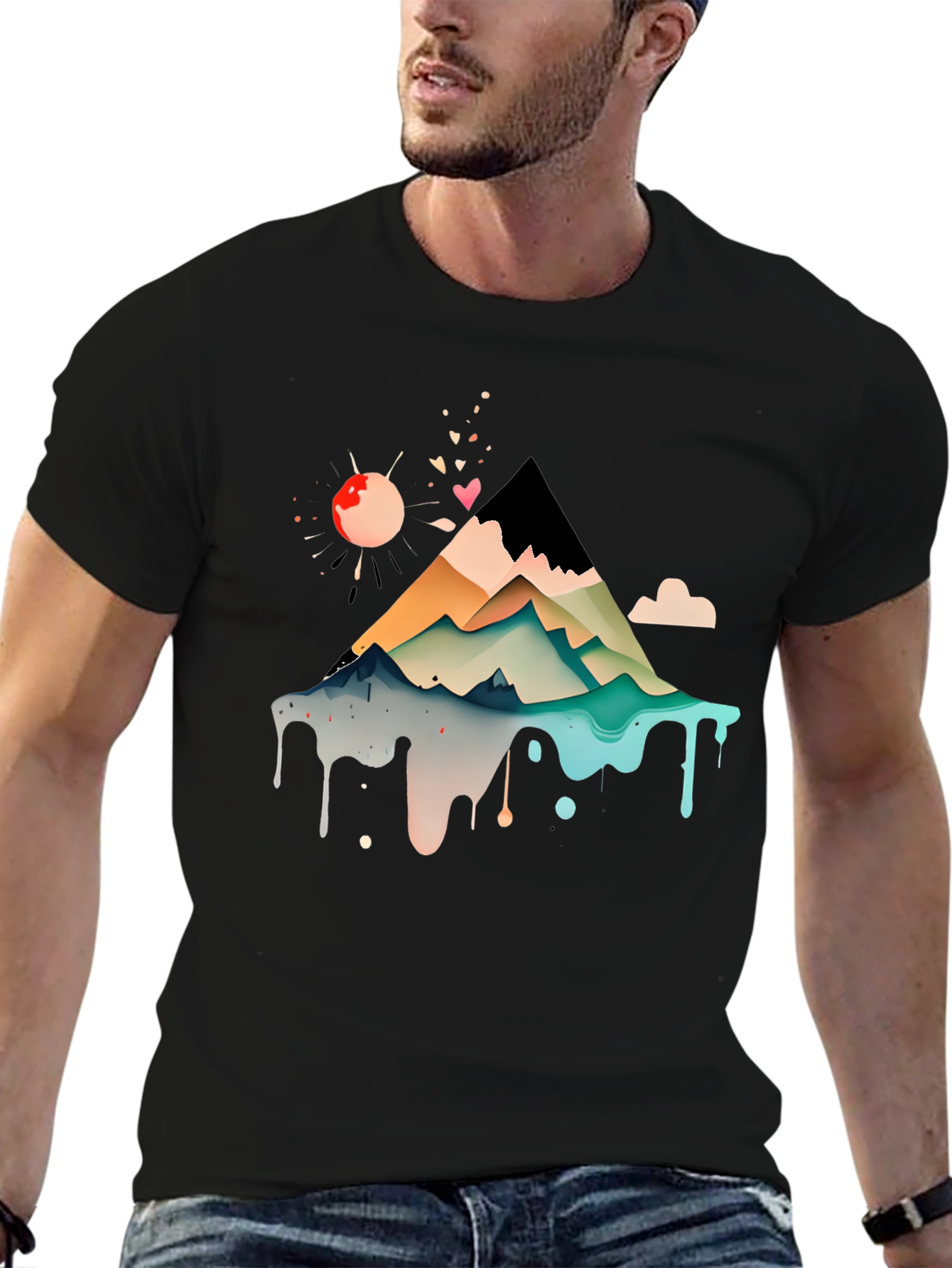 Abstract Mountain Graphic Tee - Modern Art Shirt