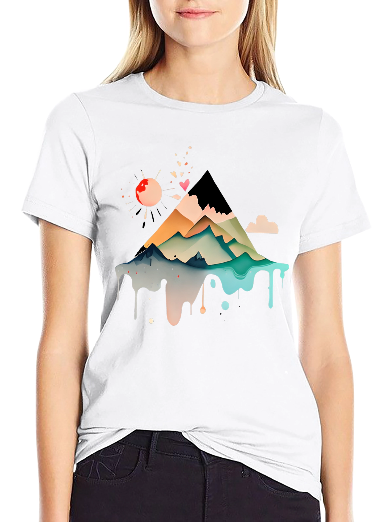 Abstract Mountain Graphic Tee - Modern Art Shirt