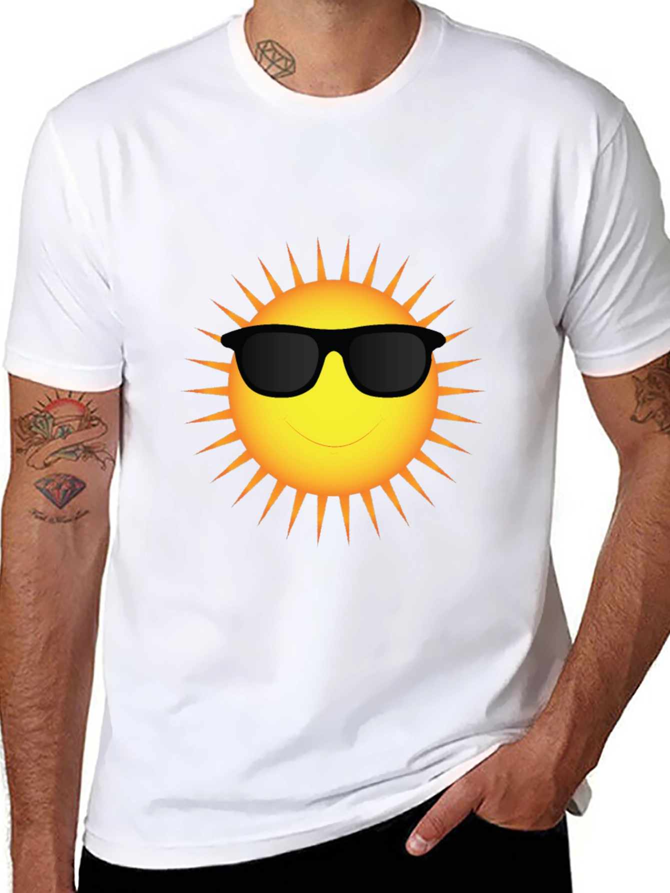 Cool Sun Graphic T-Shirt - Black Cotton Blend Tee