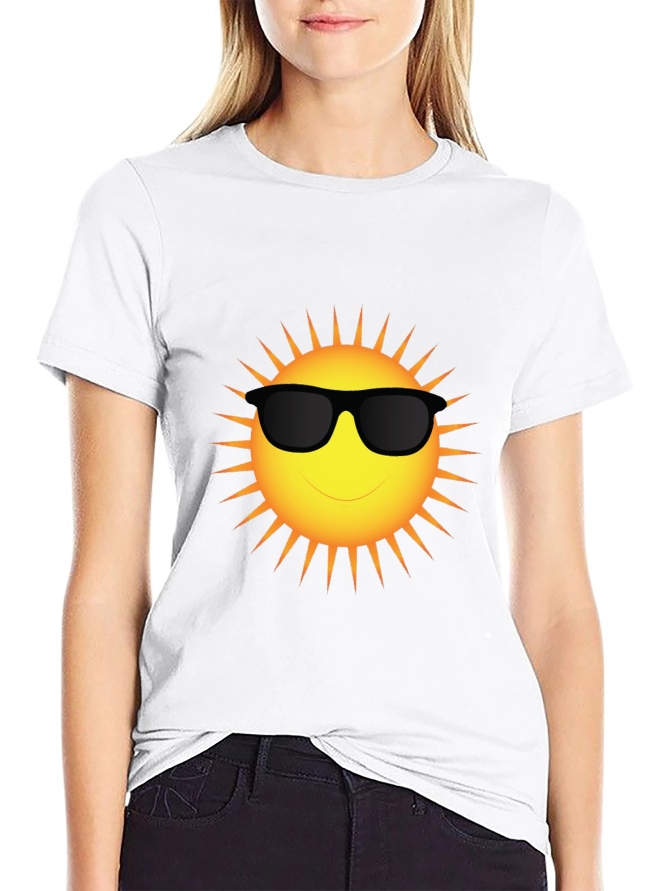 Cool Sun Graphic T-Shirt - Black Cotton Blend Tee
