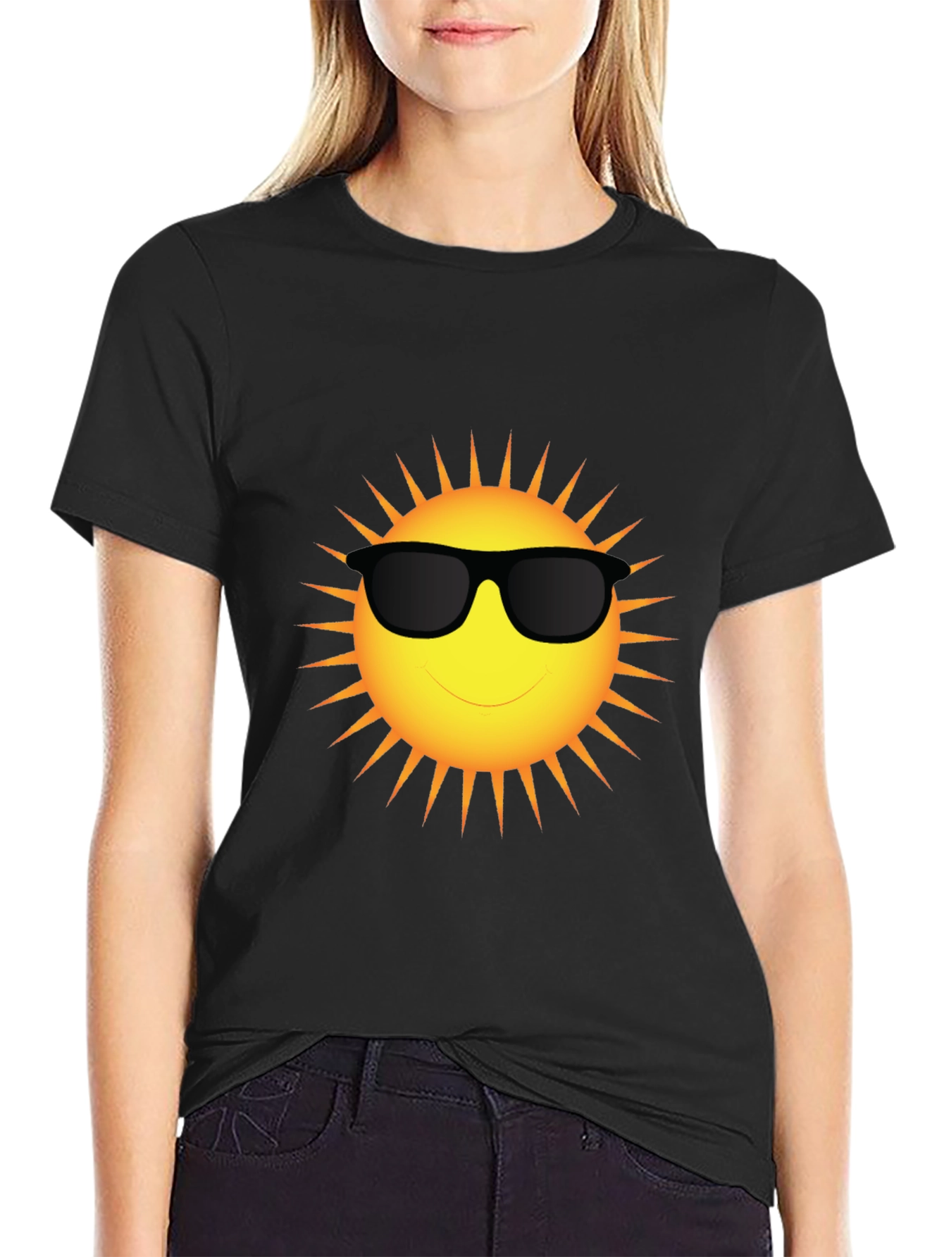 Cool Sun Graphic T-Shirt - Black Cotton Blend Tee