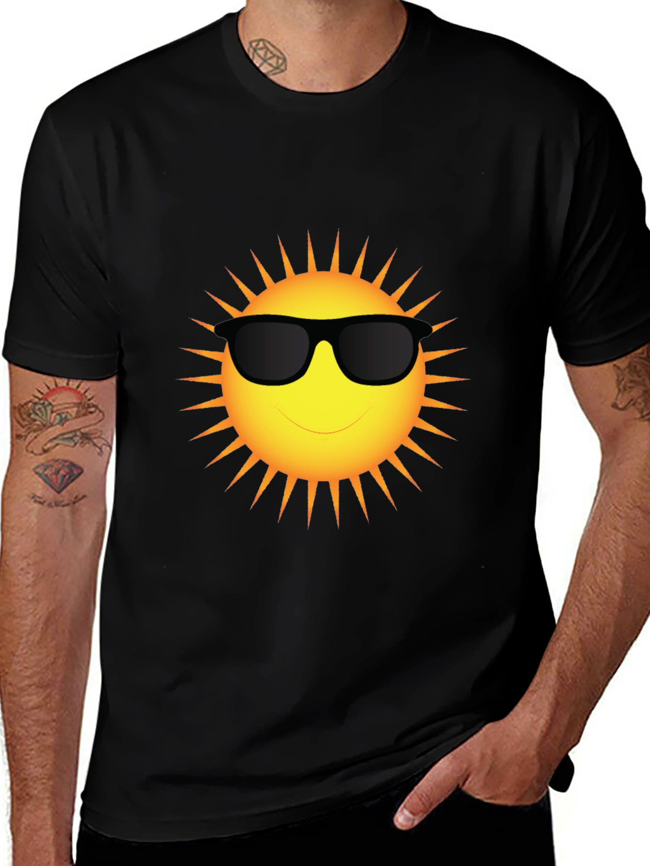 Cool Sun Graphic T-Shirt - Black Cotton Blend Tee