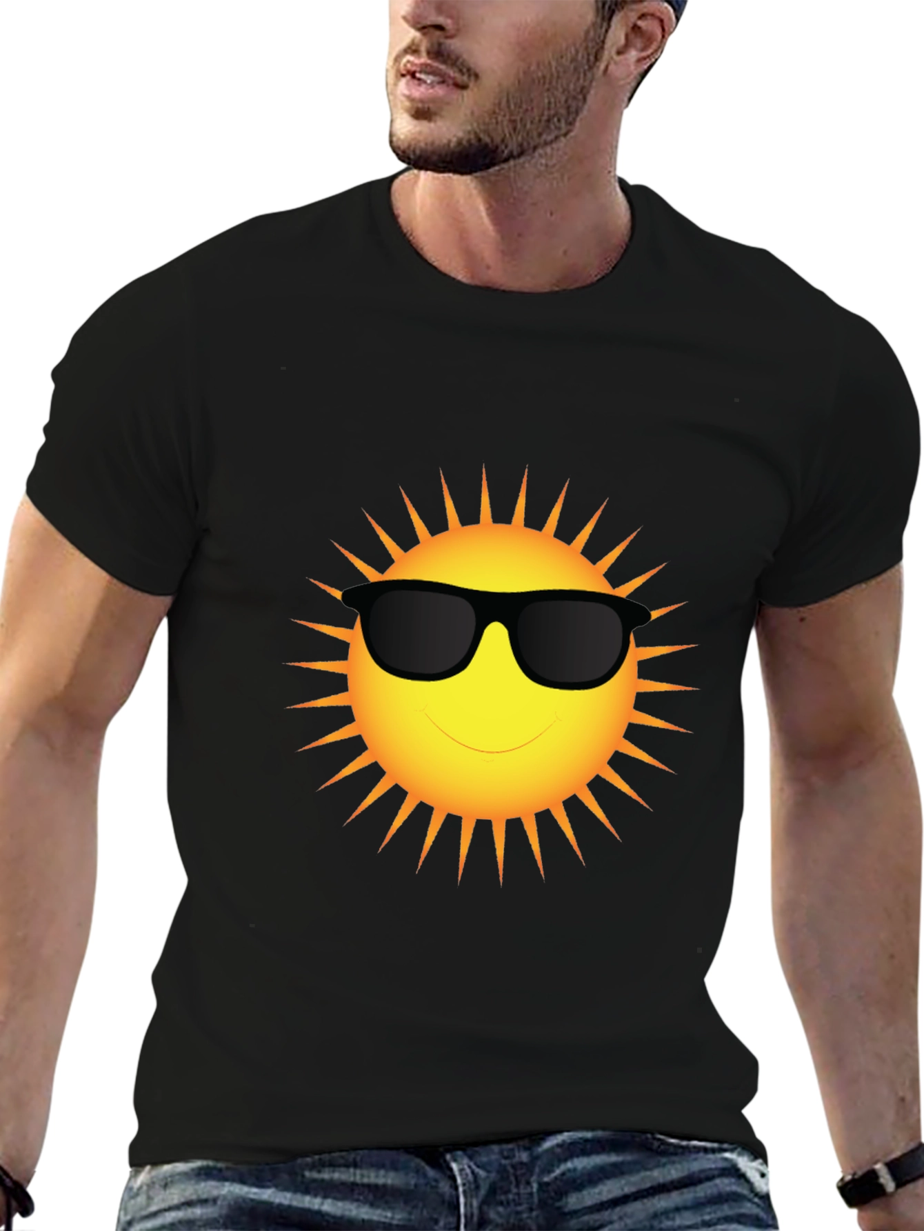 Cool Sun Graphic T-Shirt - Black Cotton Blend Tee