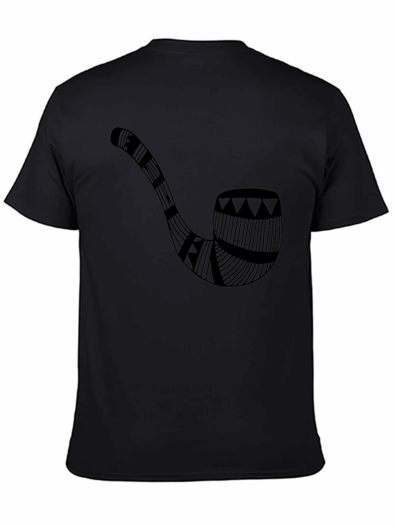 Tribal Pipe Graphic Tee - Black Cotton Shirt