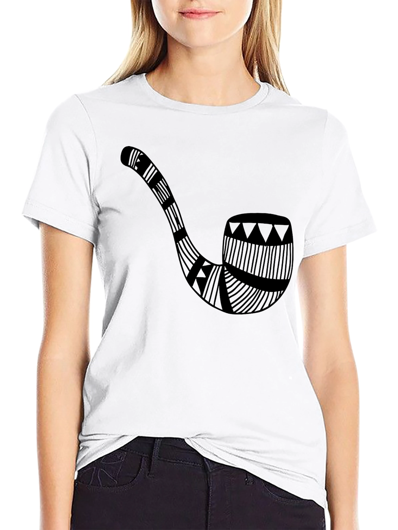 Tribal Pipe Graphic Tee - Black Cotton Shirt