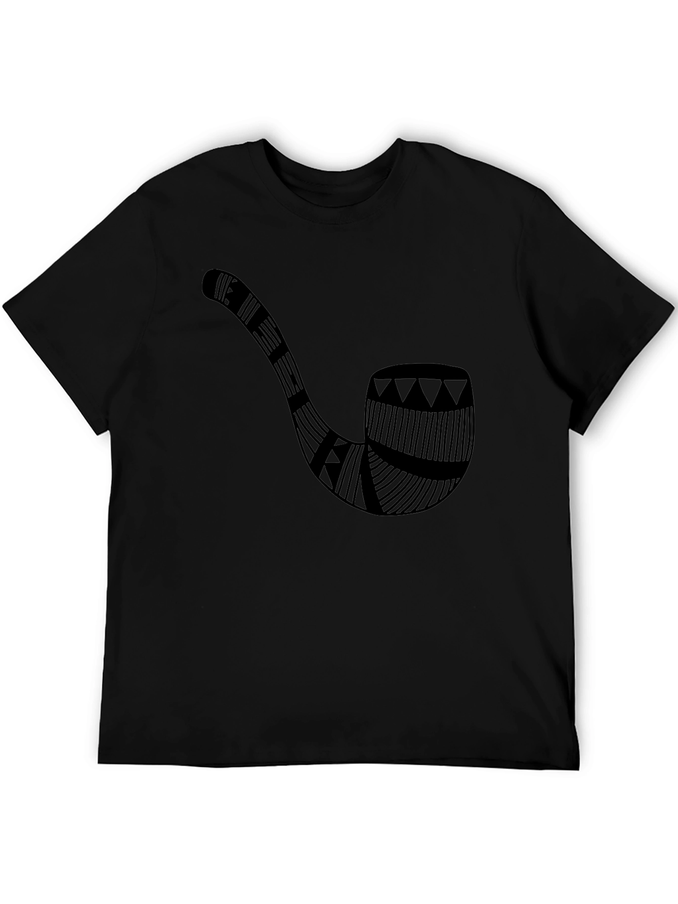 Tribal Pipe Graphic Tee - Black Cotton Shirt