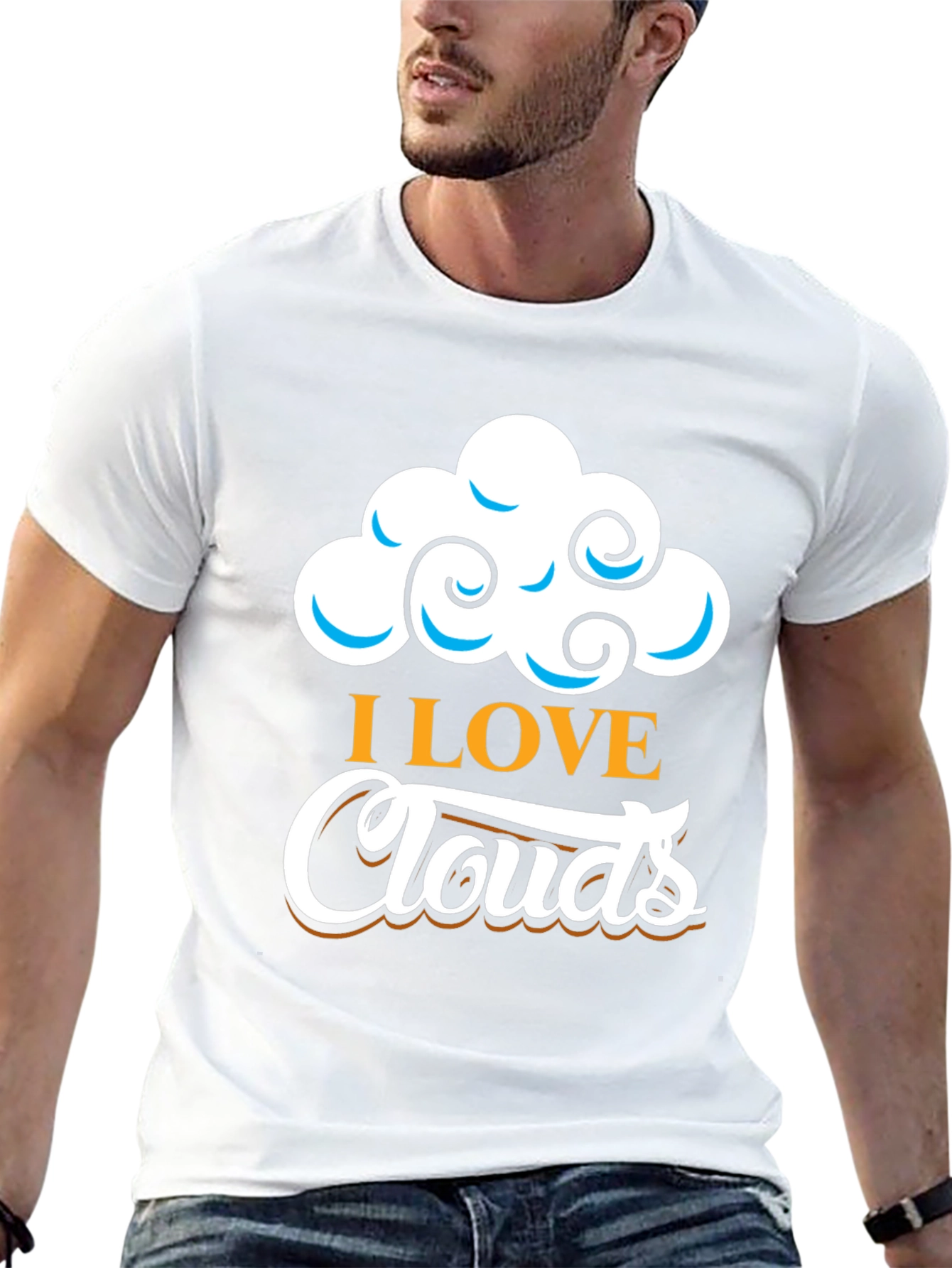 I Love Clouds Graphic T-Shirt - Black Cotton Blend