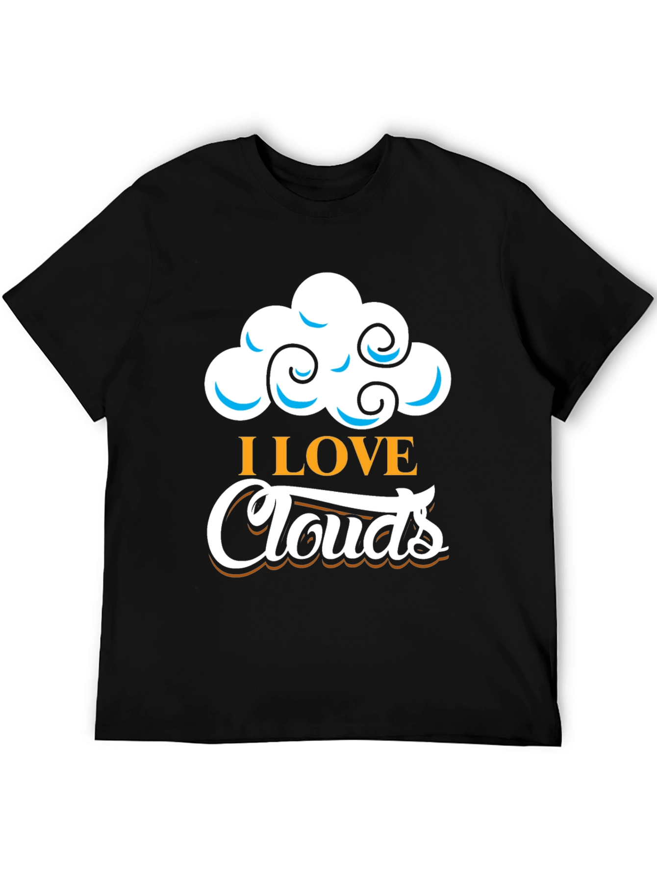 I Love Clouds Graphic T-Shirt - Black Cotton Blend