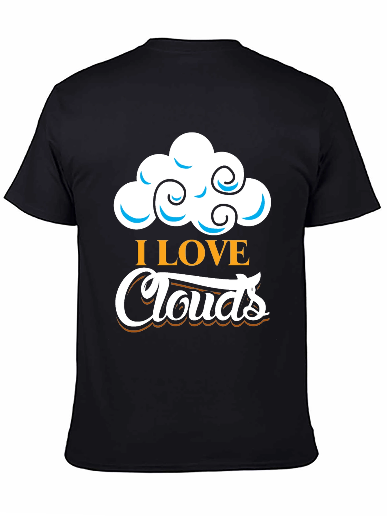 I Love Clouds Graphic T-Shirt - Black Cotton Blend