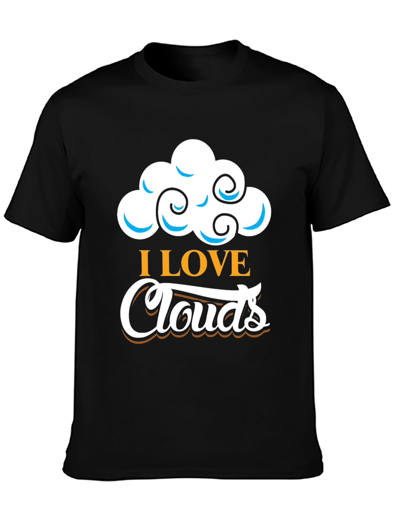 I Love Clouds Graphic T-Shirt - Black Cotton Blend