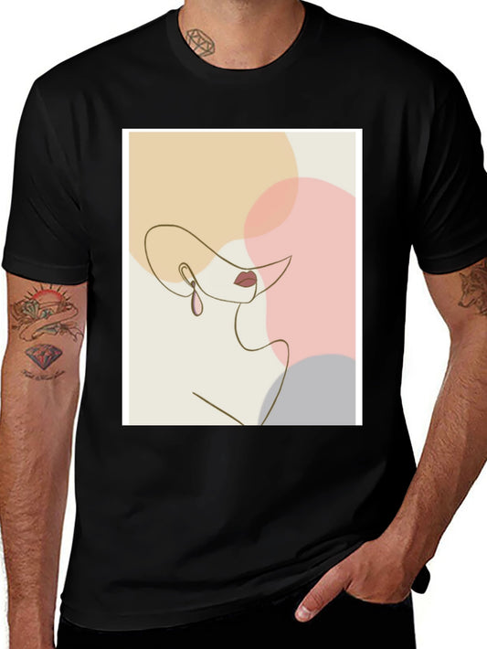 Abstract Woman Line Art Graphic Tee - Modern Minimalist T-Shirt