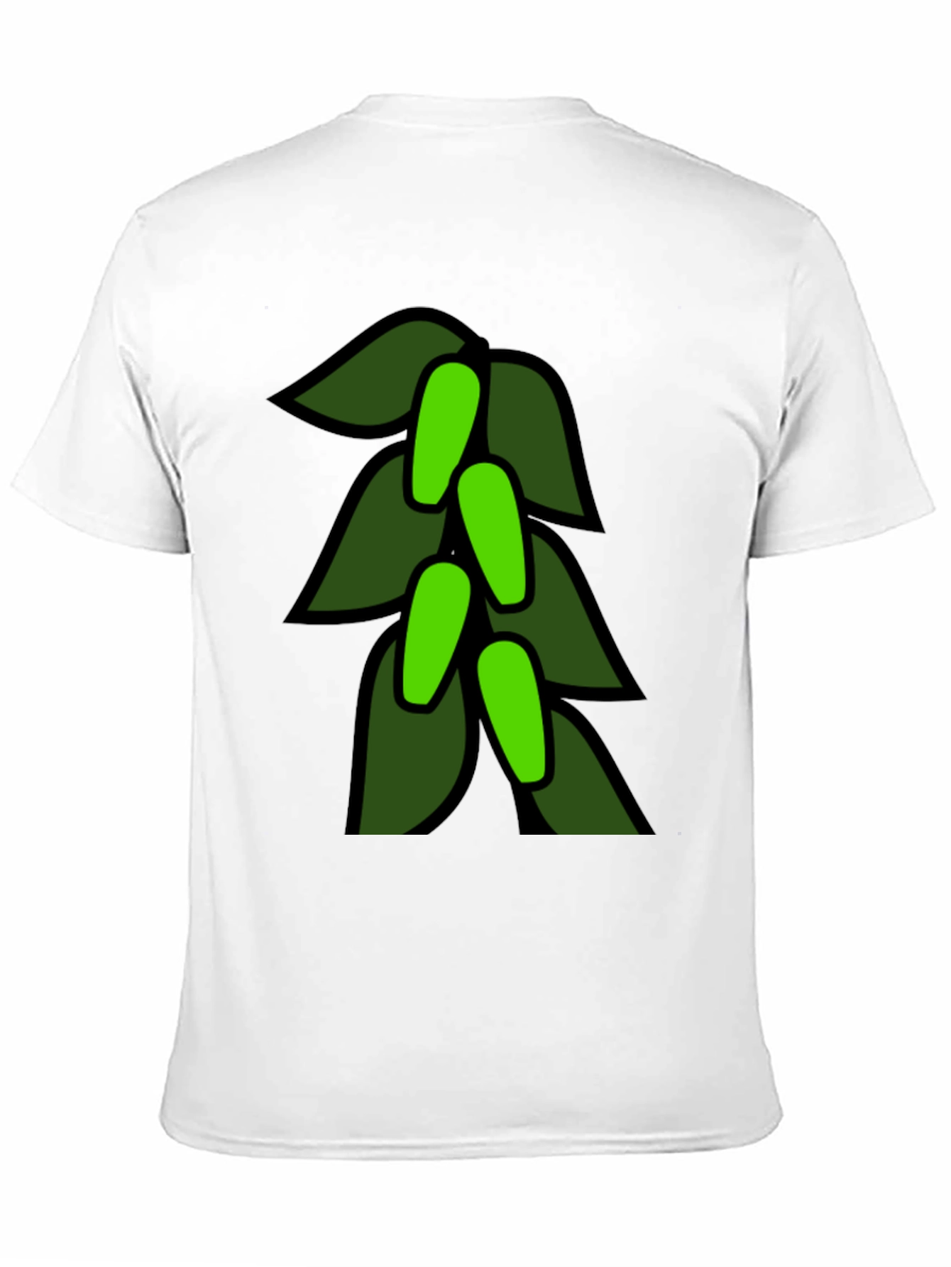 Green Leaves Black T-Shirt