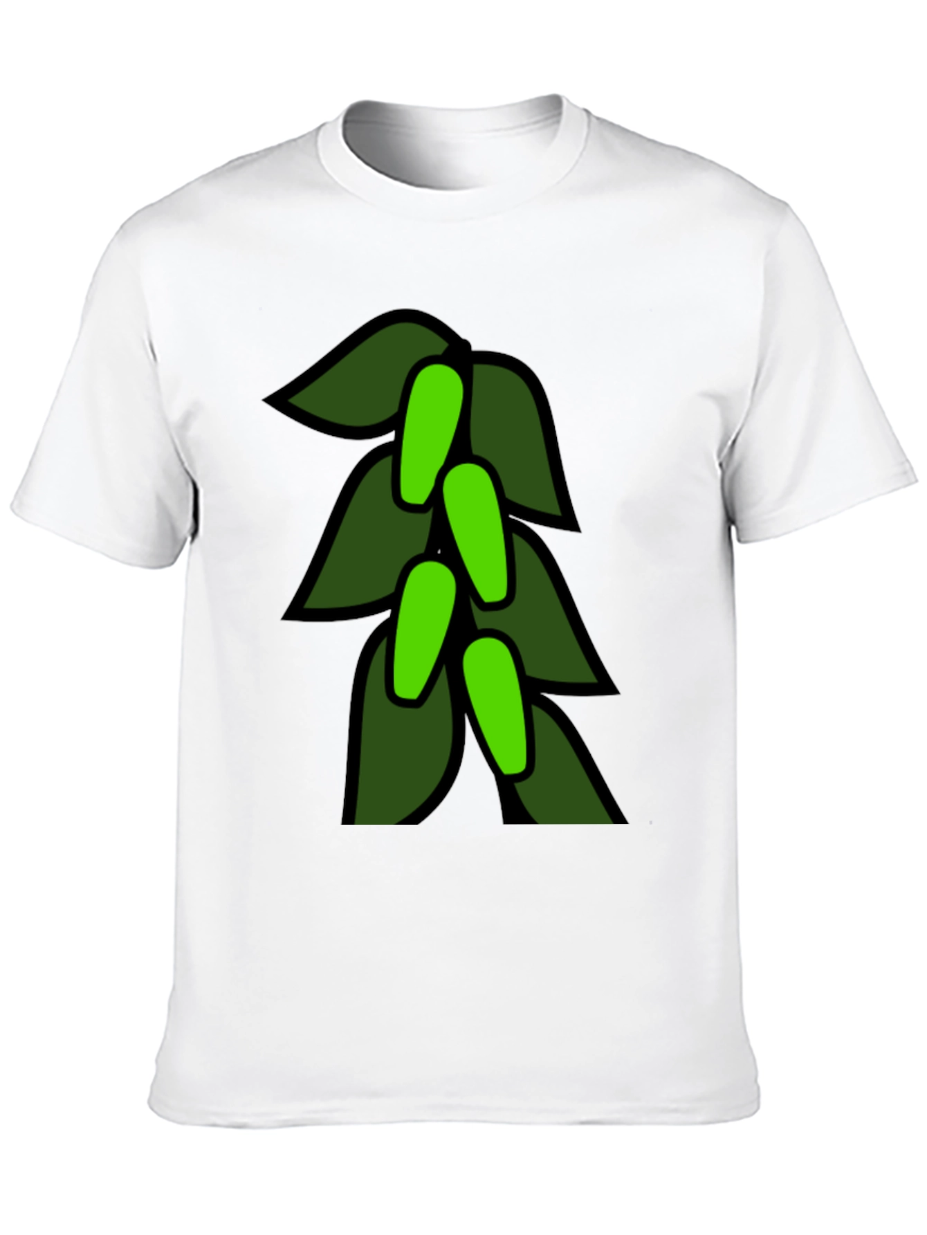 Green Leaves Black T-Shirt