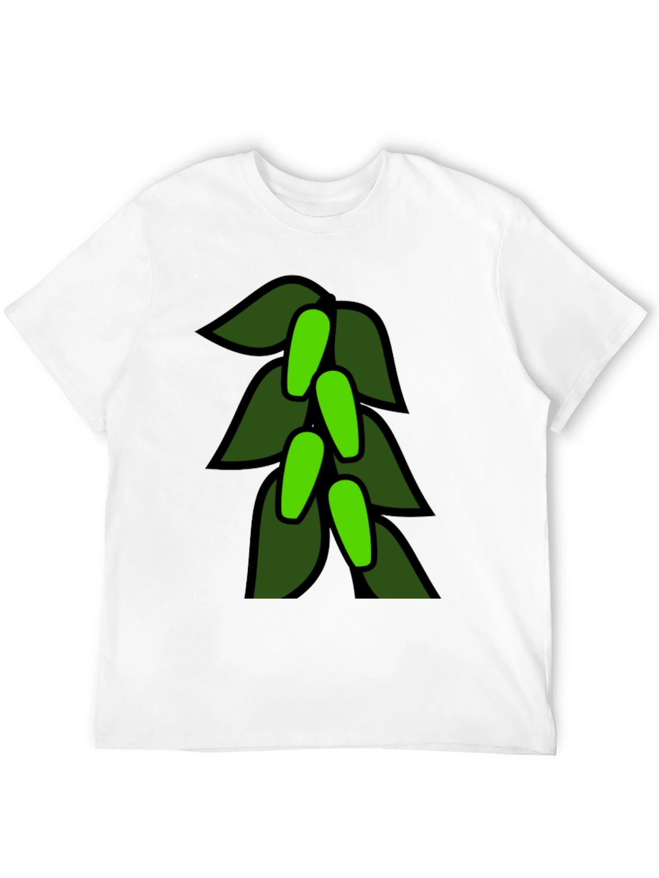 Green Leaves Black T-Shirt