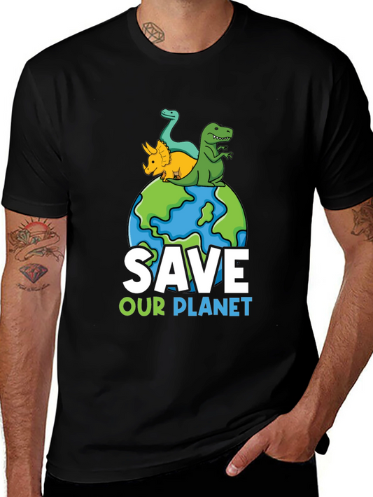Save Our Planet Dinosaur Graphic T-Shirt
