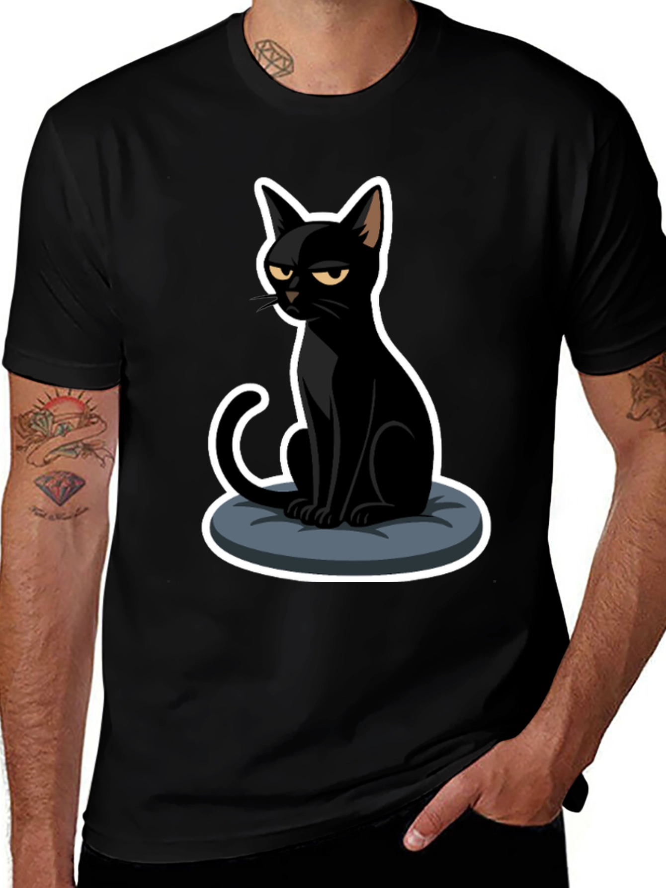 Grumpy Black Cat T-Shirt - Soft Cotton Tee