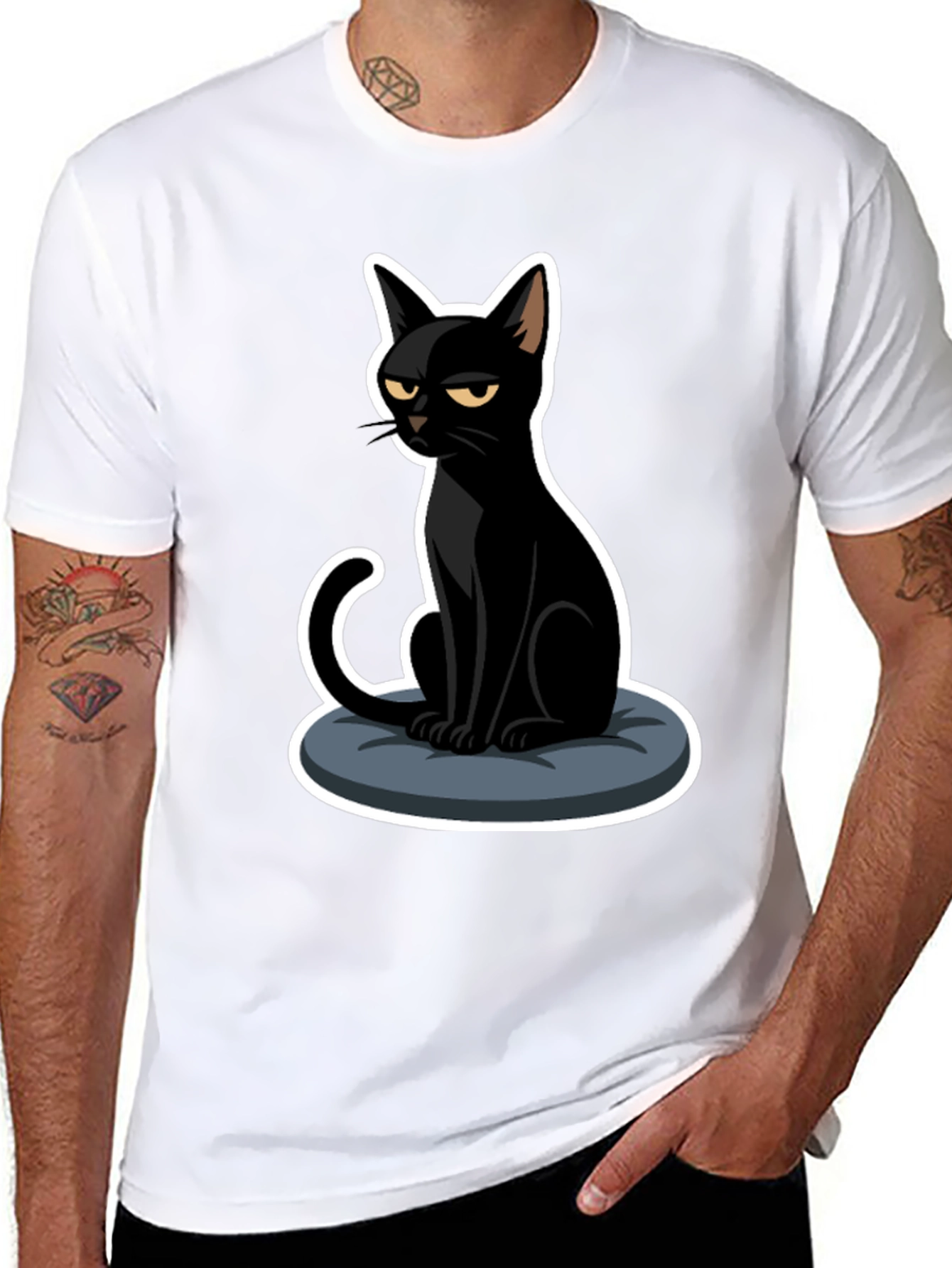 Grumpy Black Cat T-Shirt - Soft Cotton Tee