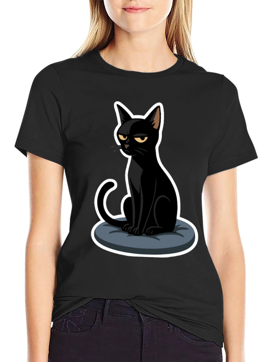 Grumpy Black Cat T-Shirt - Soft Cotton Tee