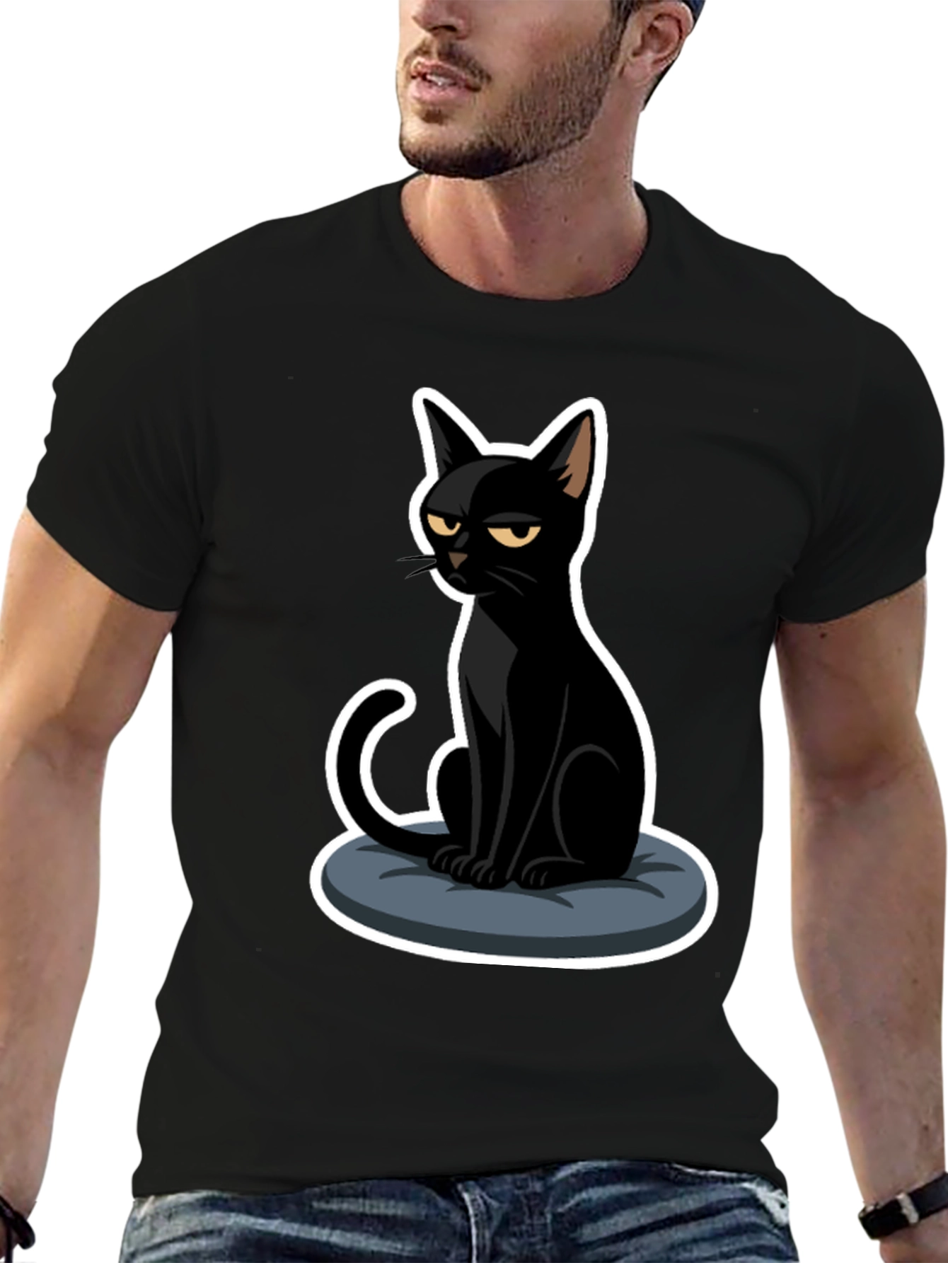 Grumpy Black Cat T-Shirt - Soft Cotton Tee