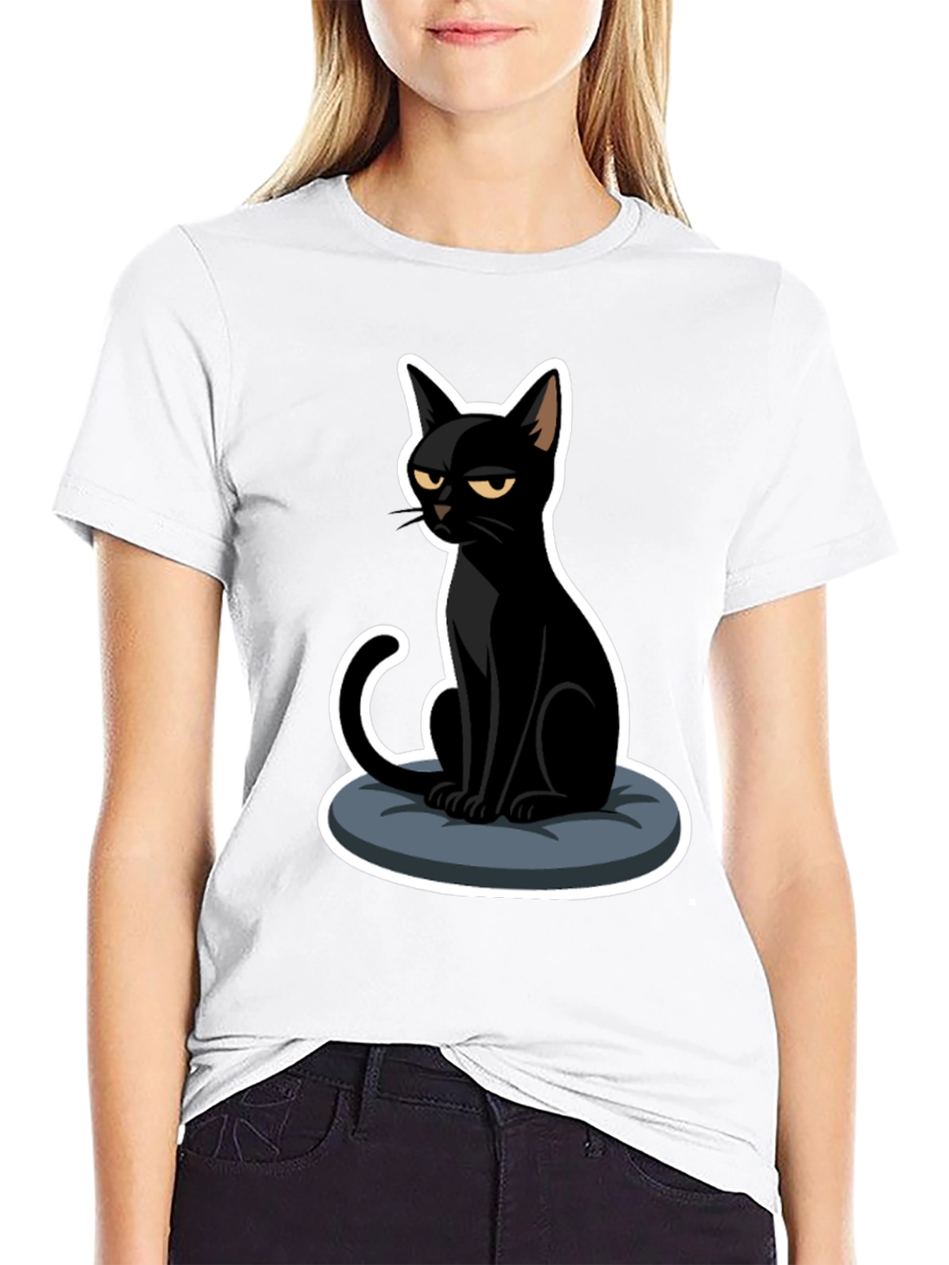 Grumpy Black Cat T-Shirt - Soft Cotton Tee
