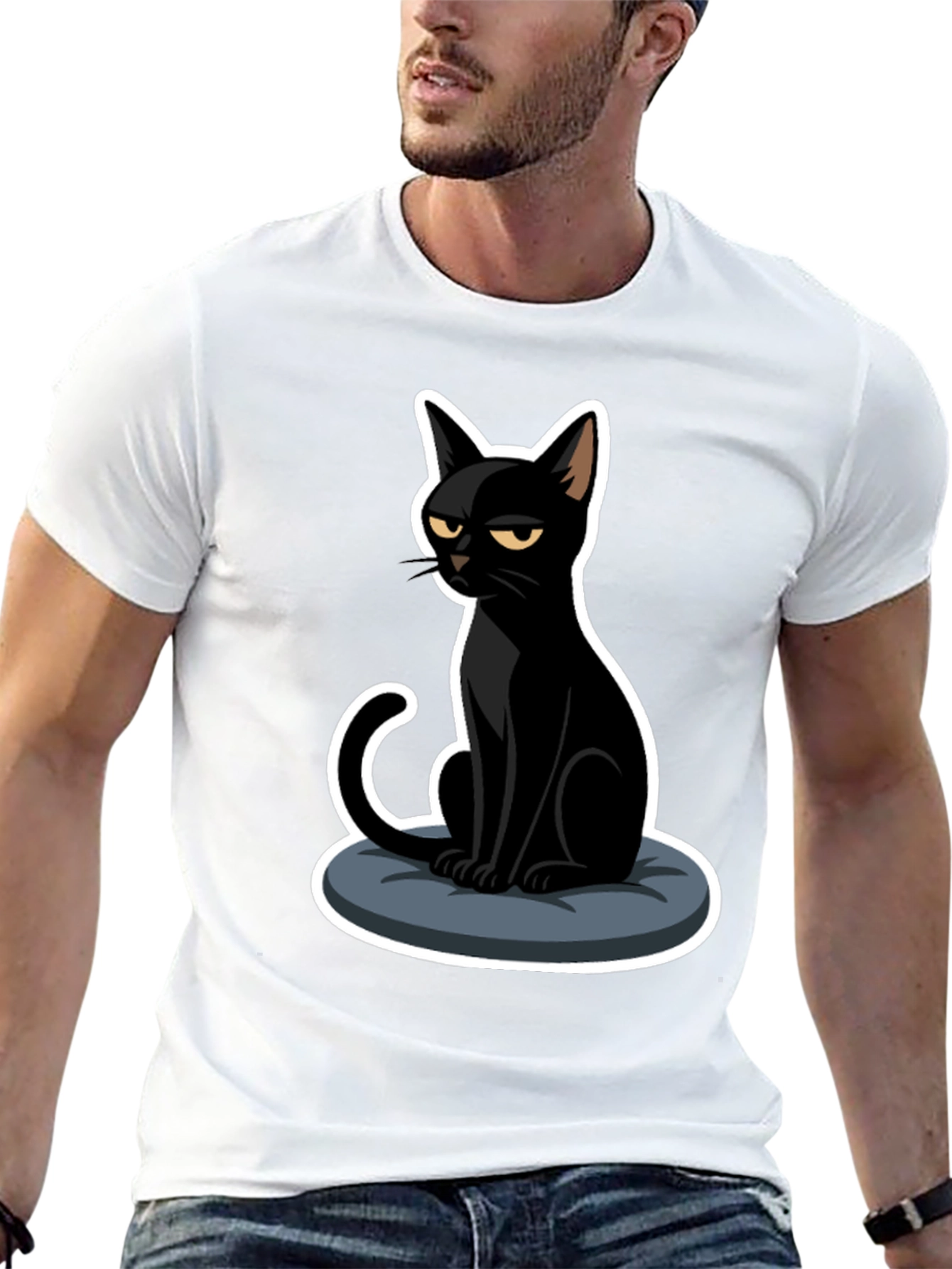 Grumpy Black Cat T-Shirt - Soft Cotton Tee