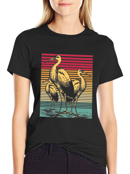 Retro Heron T-Shirt - Vintage Style Bird Graphic Tee