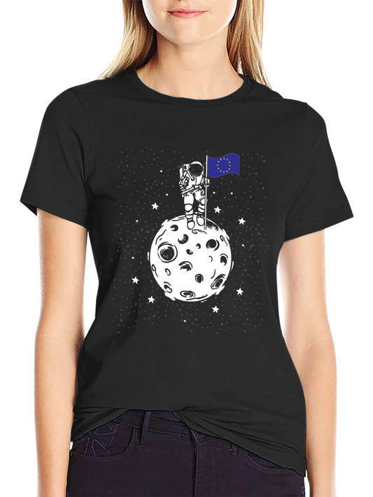 Astronaut EU Flag Moon T-Shirt - Space Graphic Tee