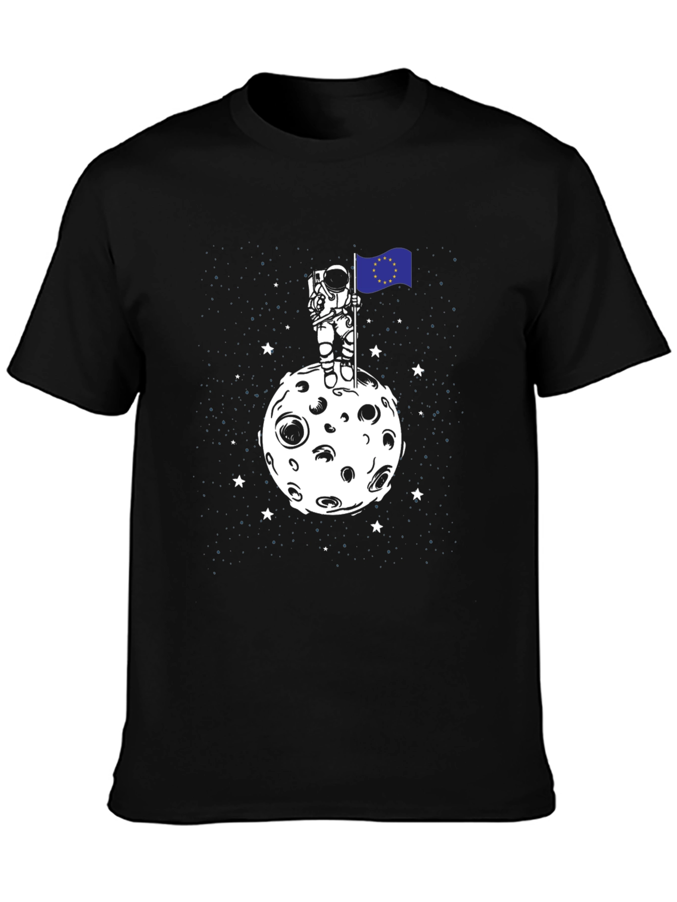 Astronaut EU Flag Moon T-Shirt - Space Graphic Tee