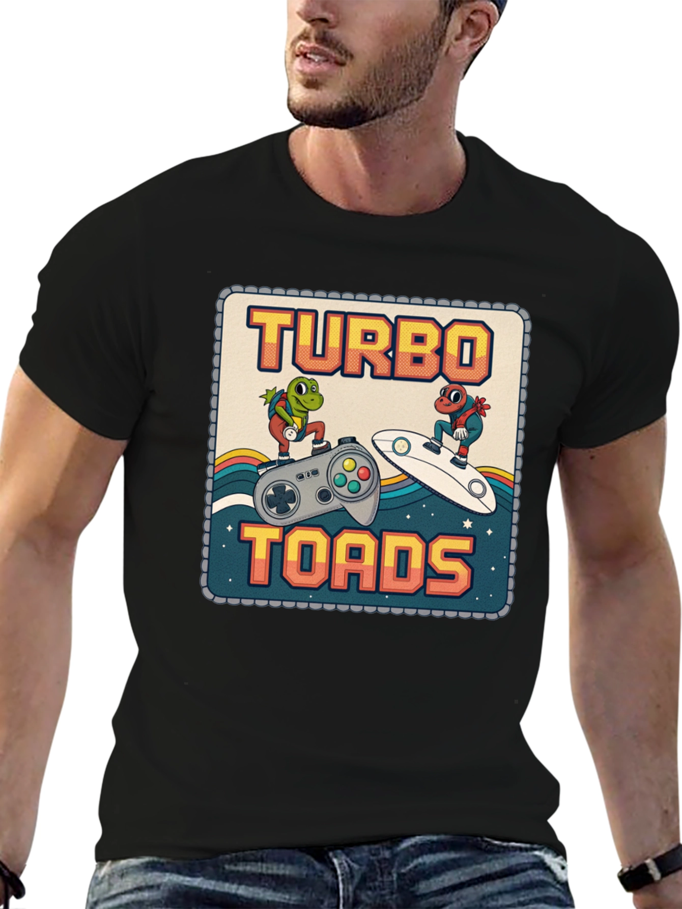 Turbo Toads Retro Gaming Black T-Shirt