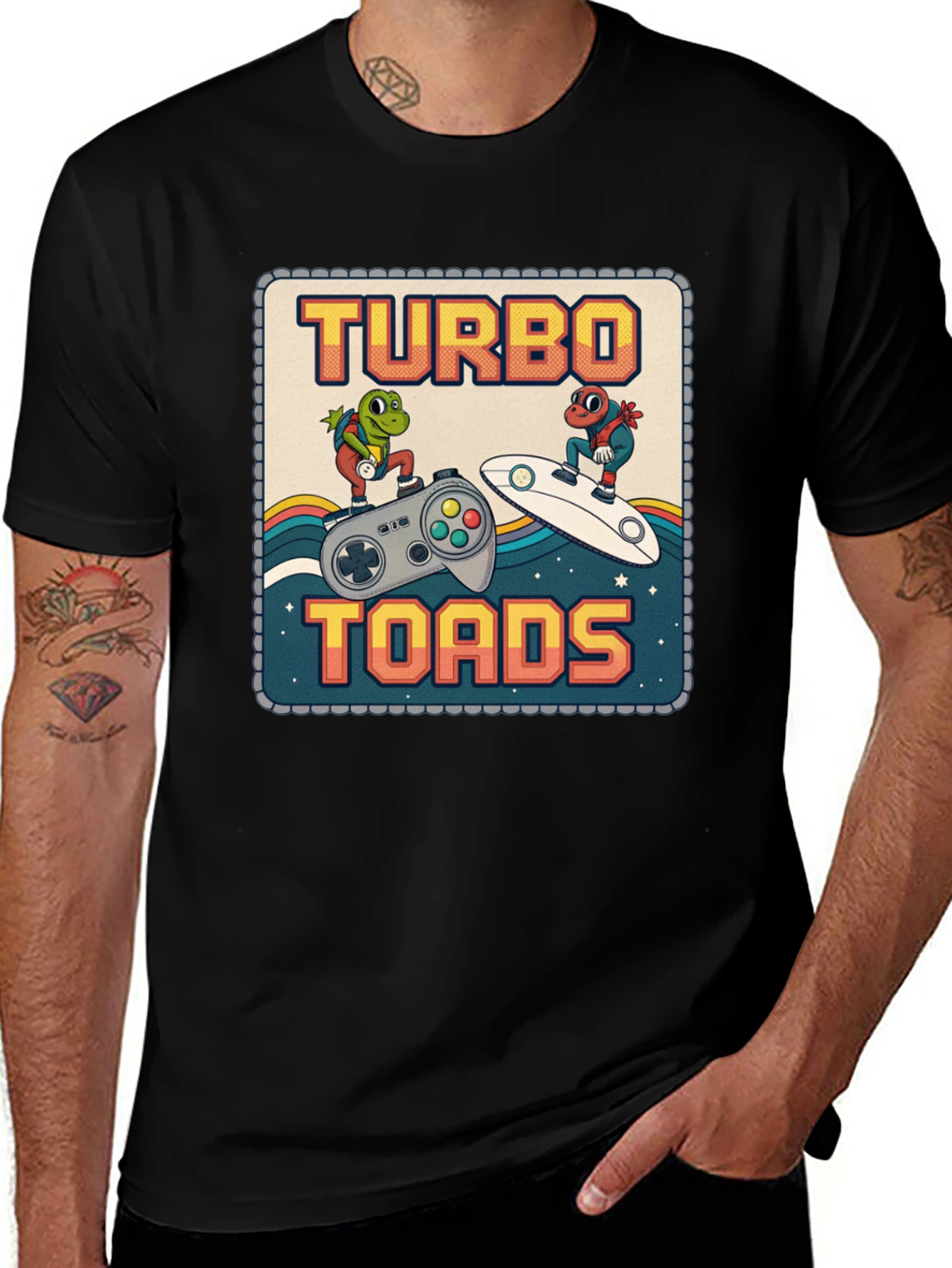 Turbo Toads Retro Gaming Black T-Shirt