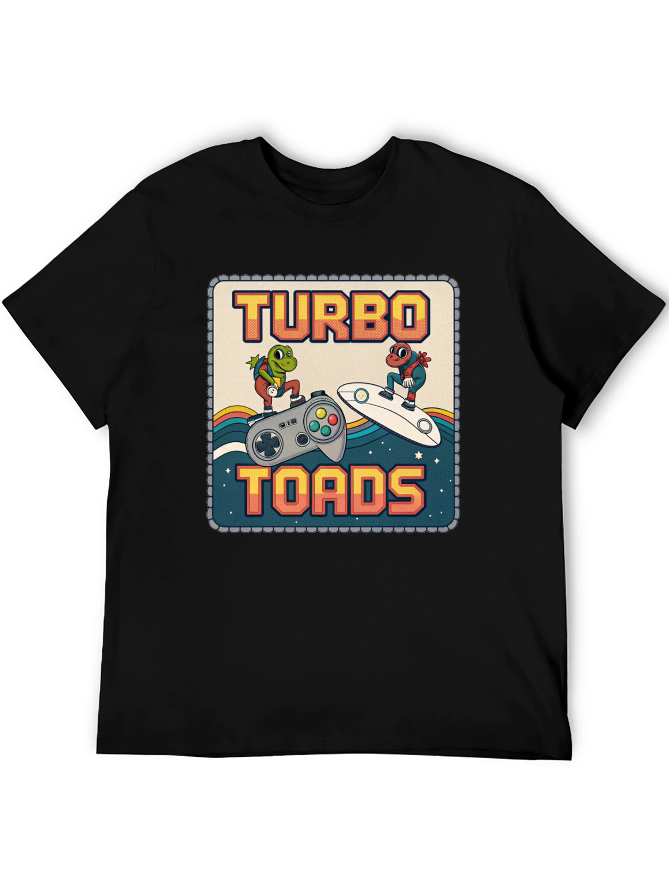 Turbo Toads Retro Gaming Black T-Shirt