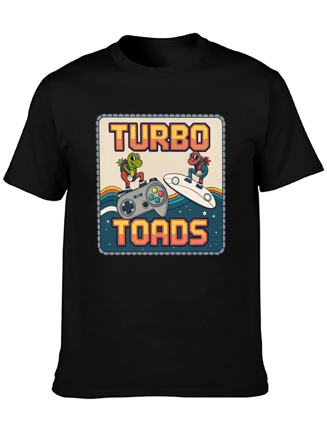 Turbo Toads Retro Gaming Black T-Shirt
