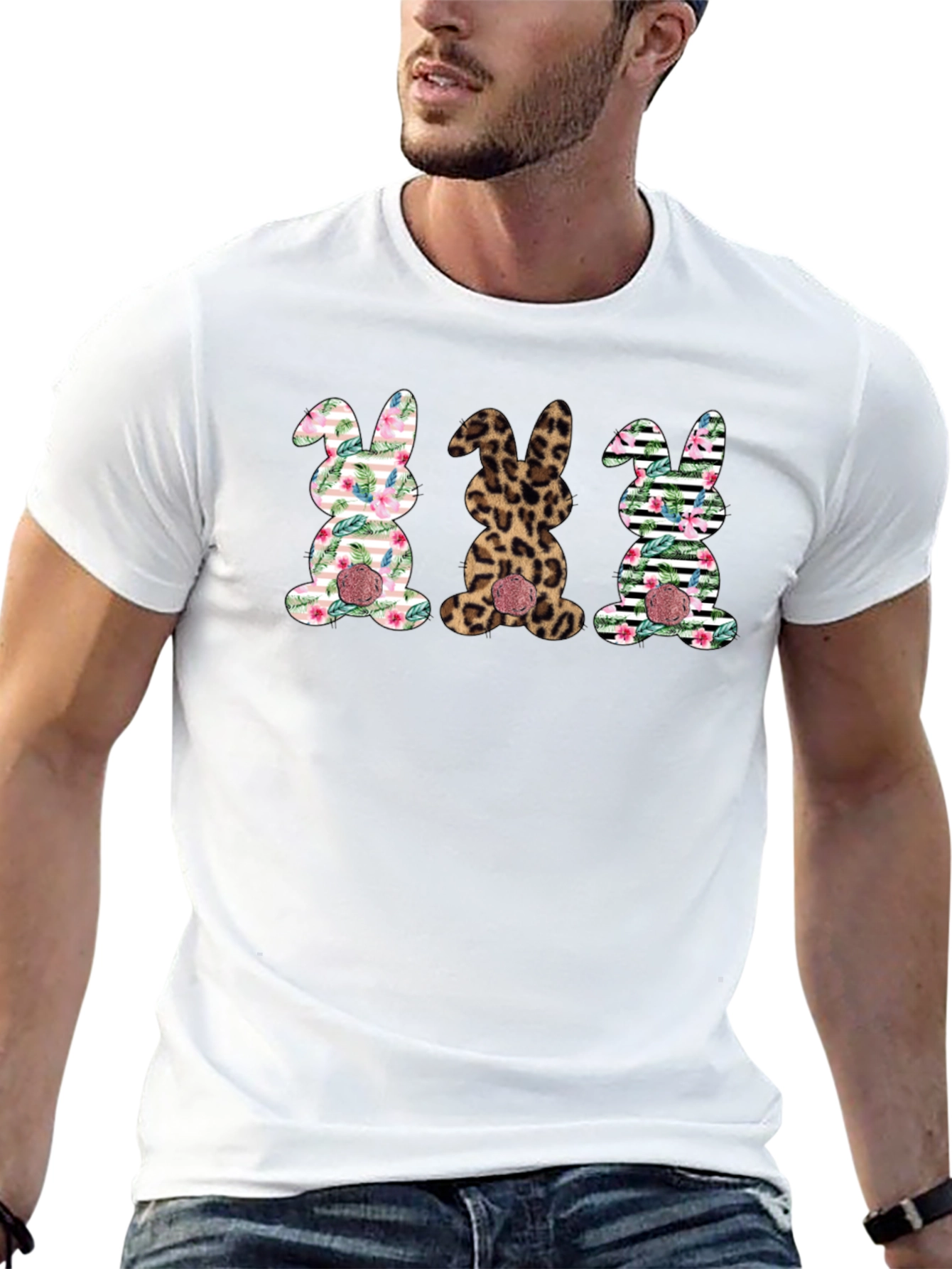 Easter Bunny Trio Graphic Tee - Fun Holiday Shirt