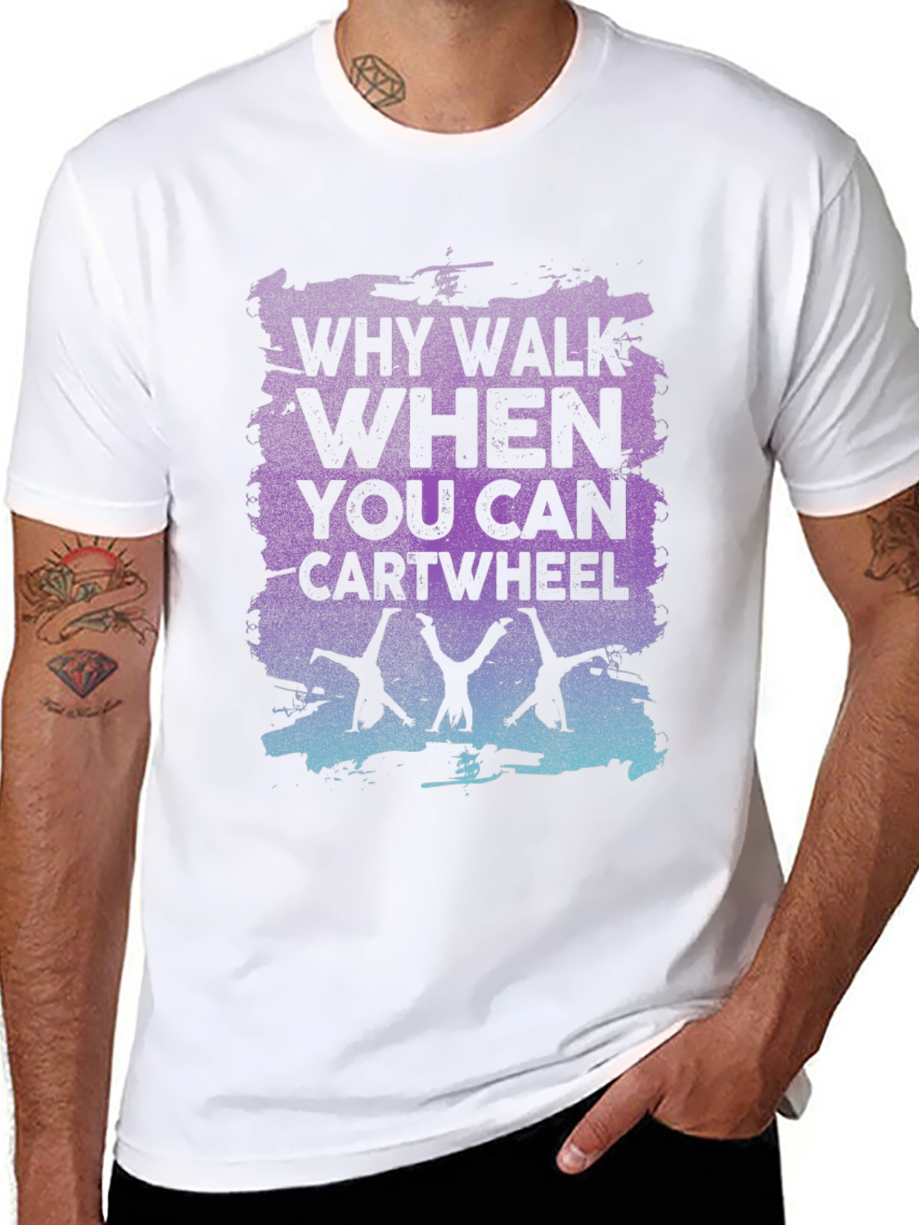 Why Walk When You Can Cartwheel Black Graphic T-Shirt