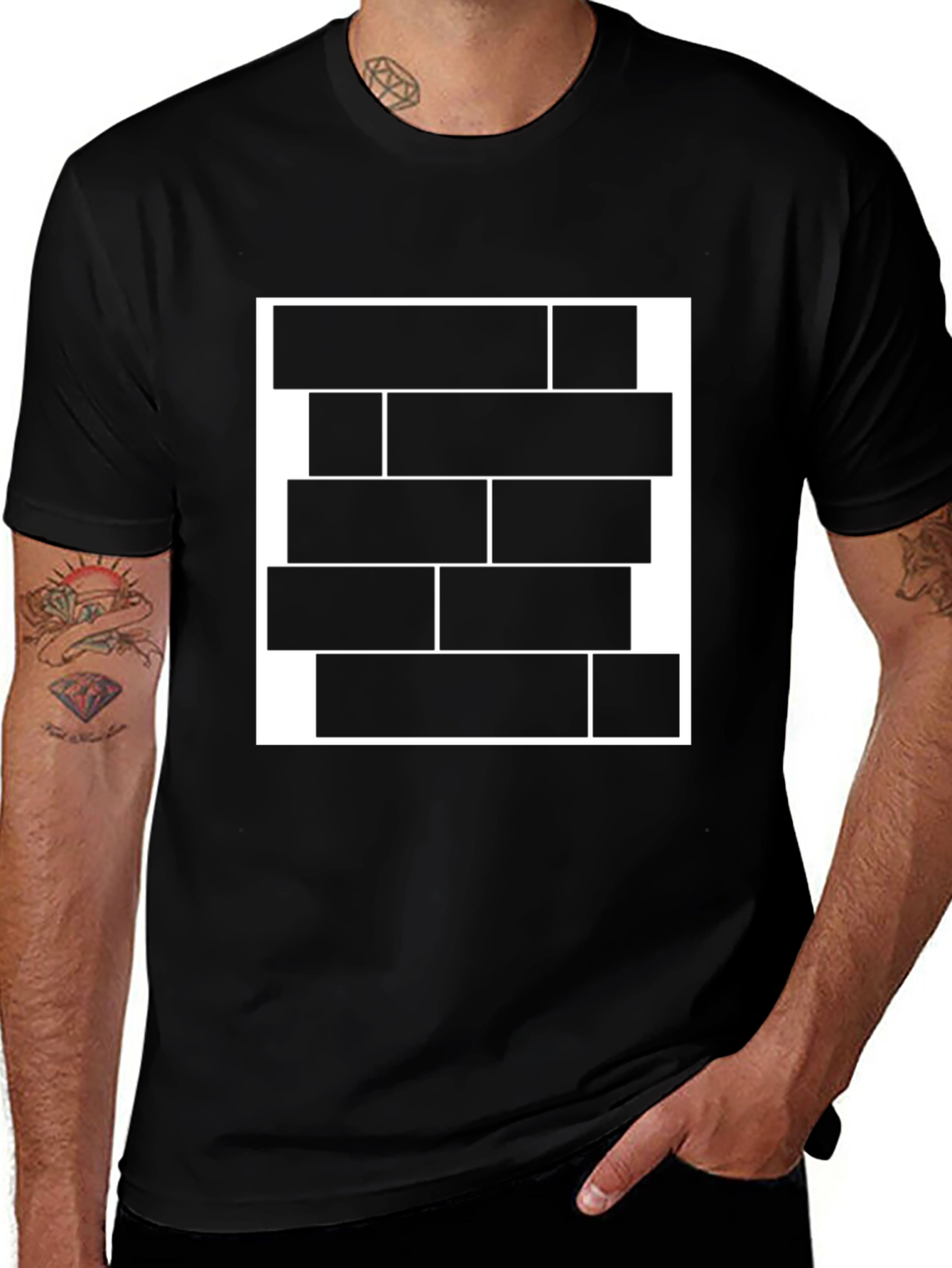 Modern Abstract Graphic Tee - Black