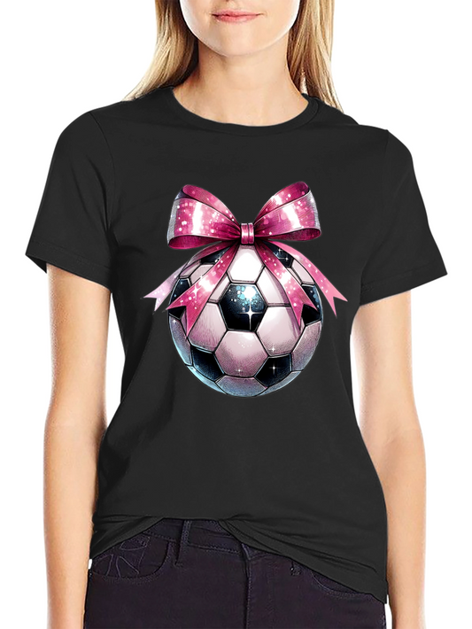 Soccer Ball Pink Bow T-Shirt