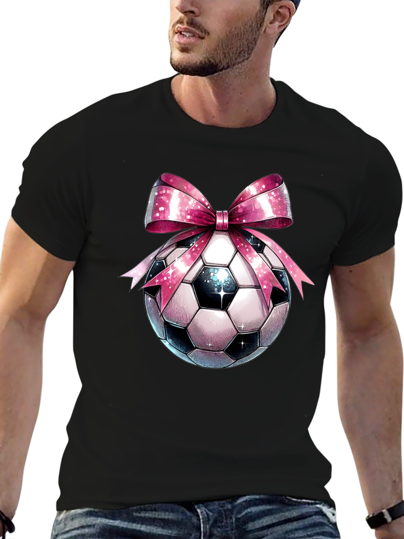 Soccer Ball Pink Bow T-Shirt