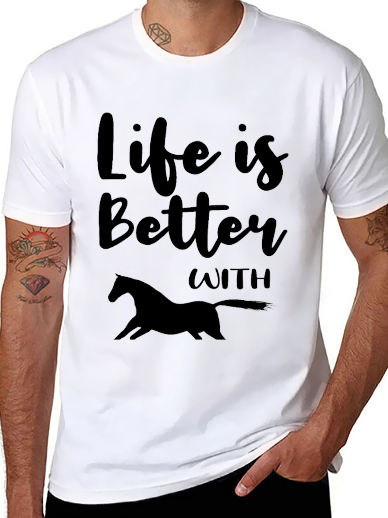 Life is Better with Horses Black T-Shirt