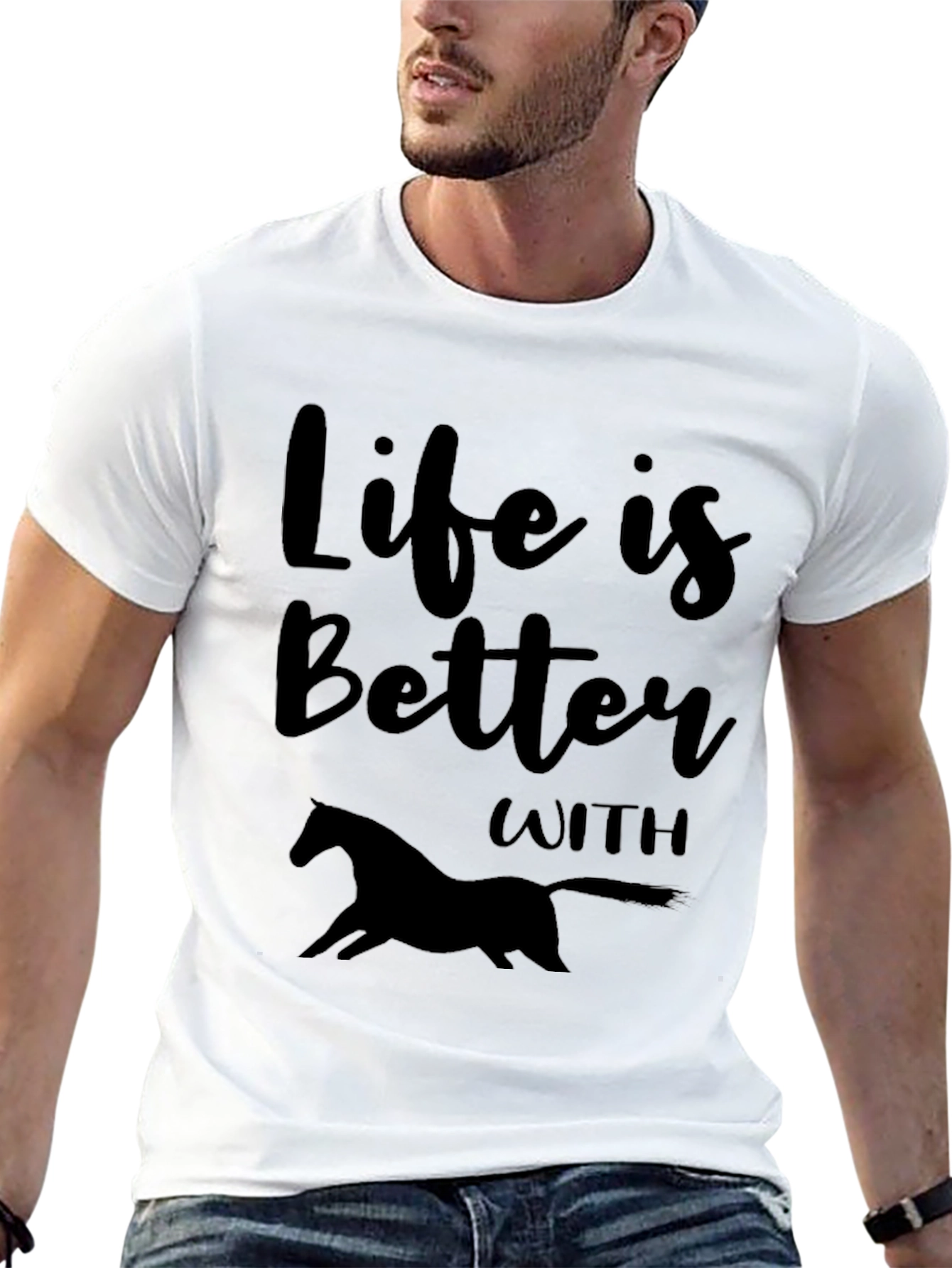 Life is Better with Horses Black T-Shirt