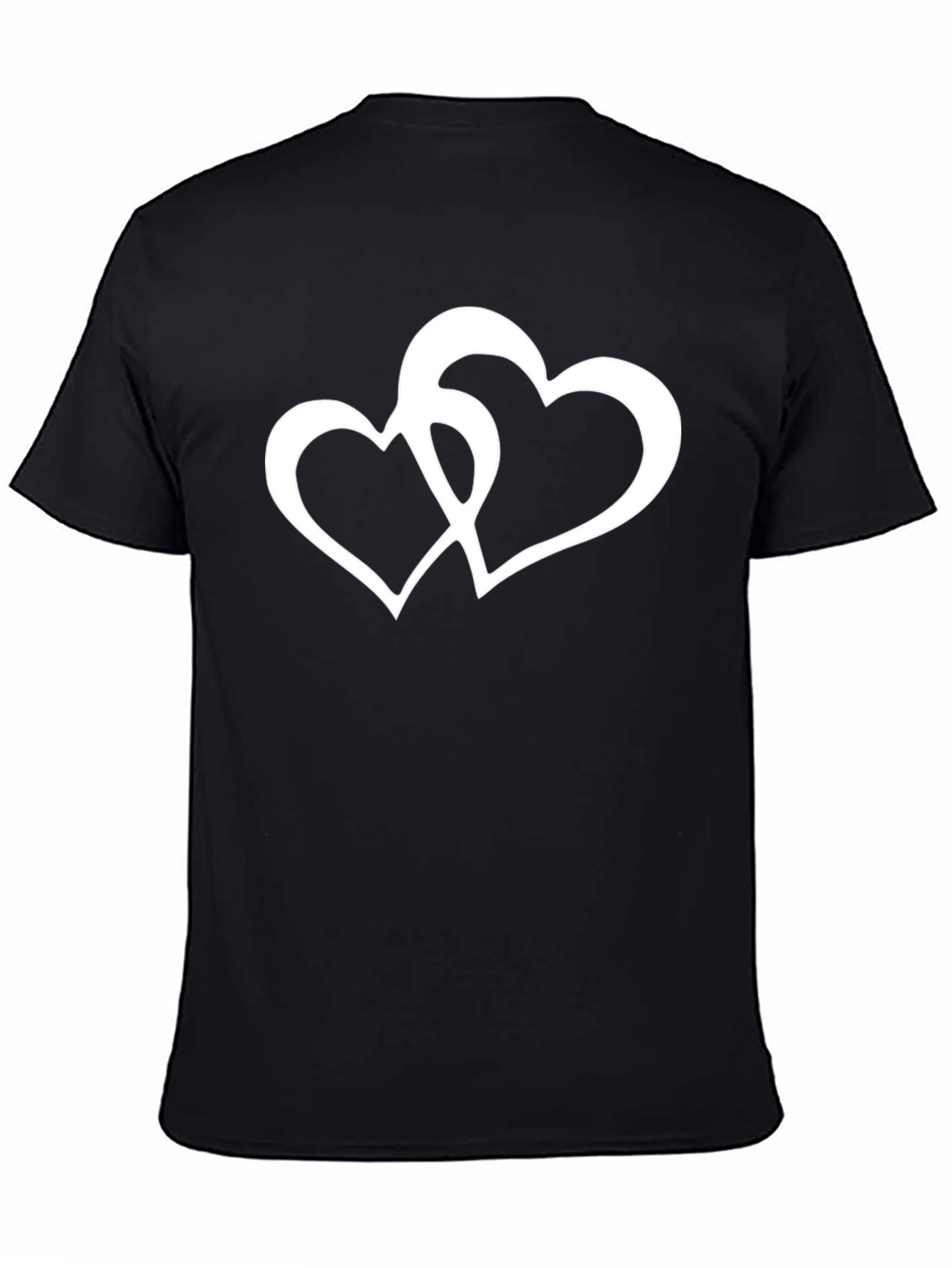 Black T-Shirt with Two Hearts Design