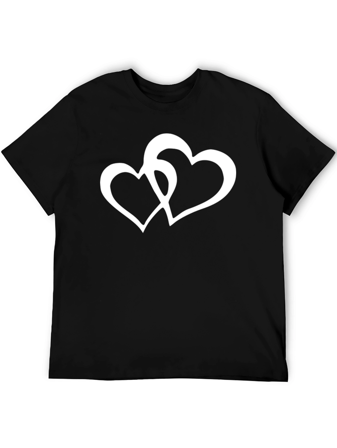 Black T-Shirt with Two Hearts Design