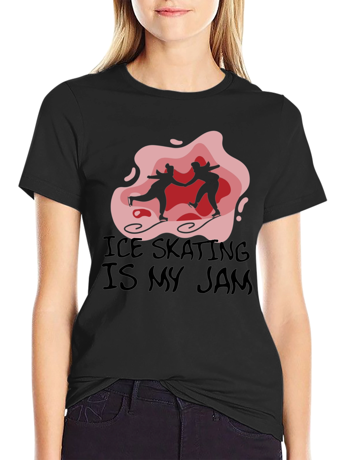 Ice Skating is My Jam Black Graphic Tee