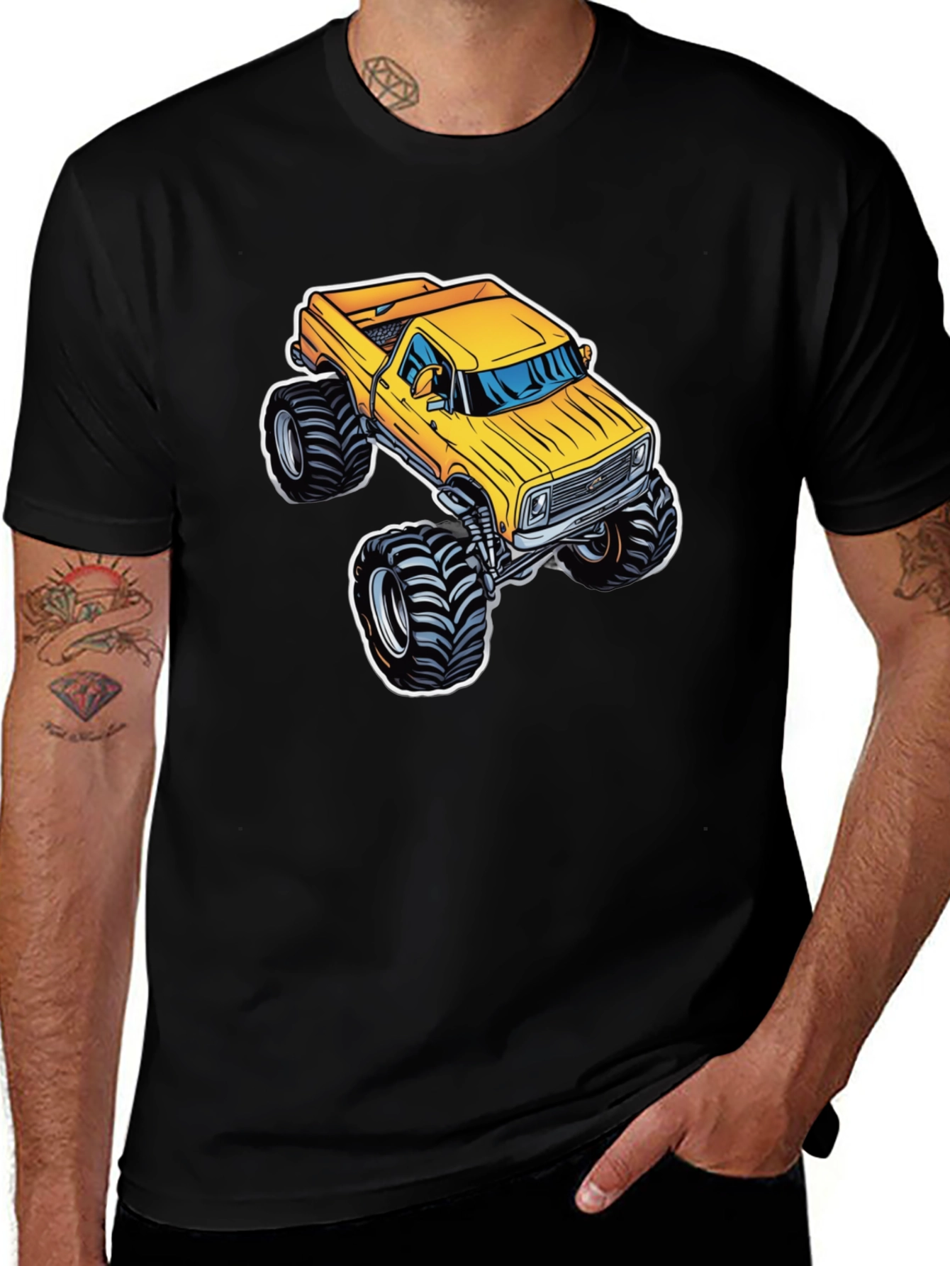 Monster Truck Graphic Tee - Bold Black Cotton T-Shirt