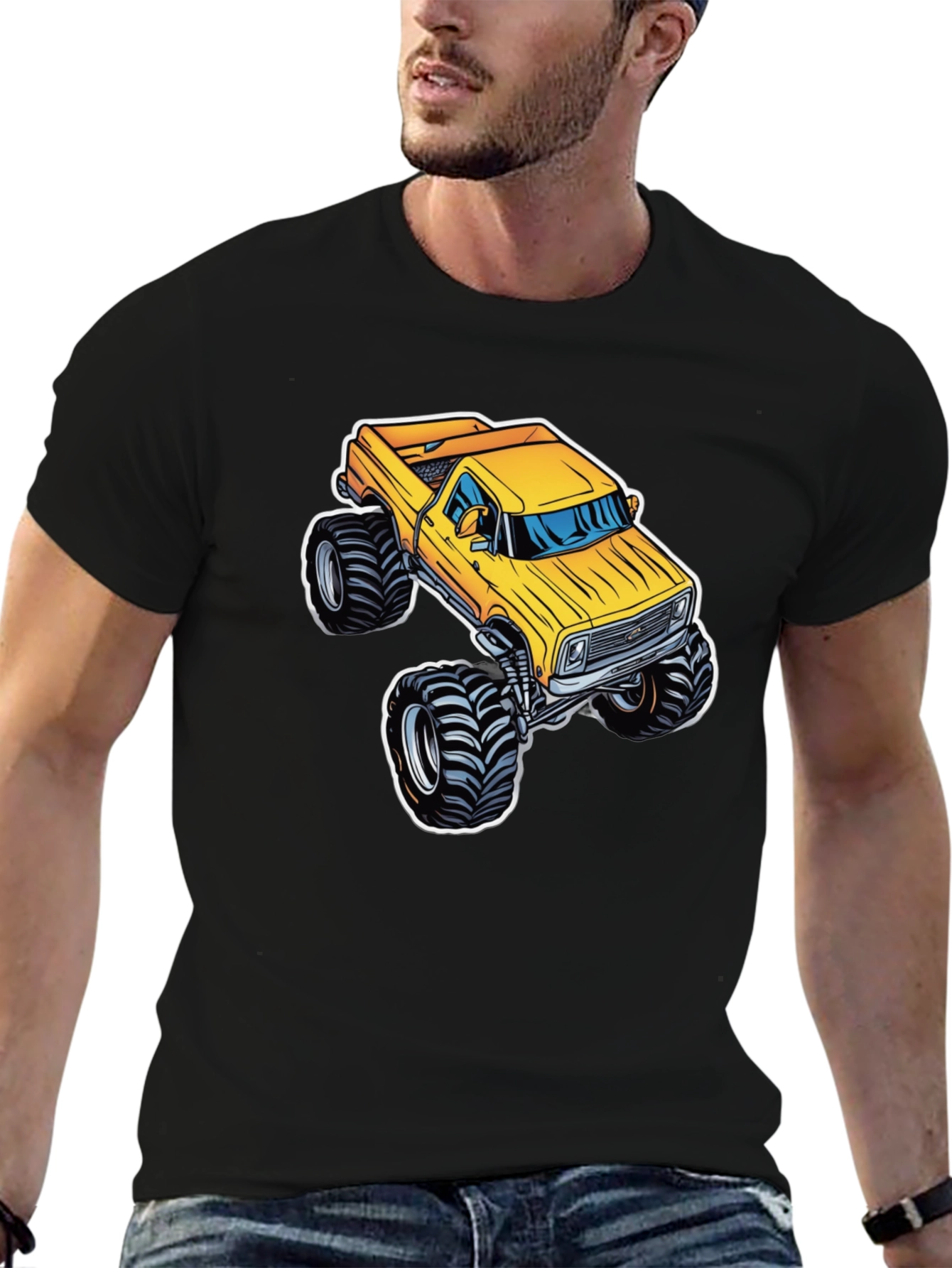 Monster Truck Graphic Tee - Bold Black Cotton T-Shirt