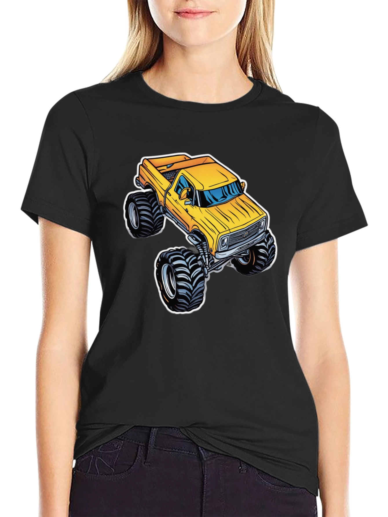 Monster Truck Graphic Tee - Bold Black Cotton T-Shirt