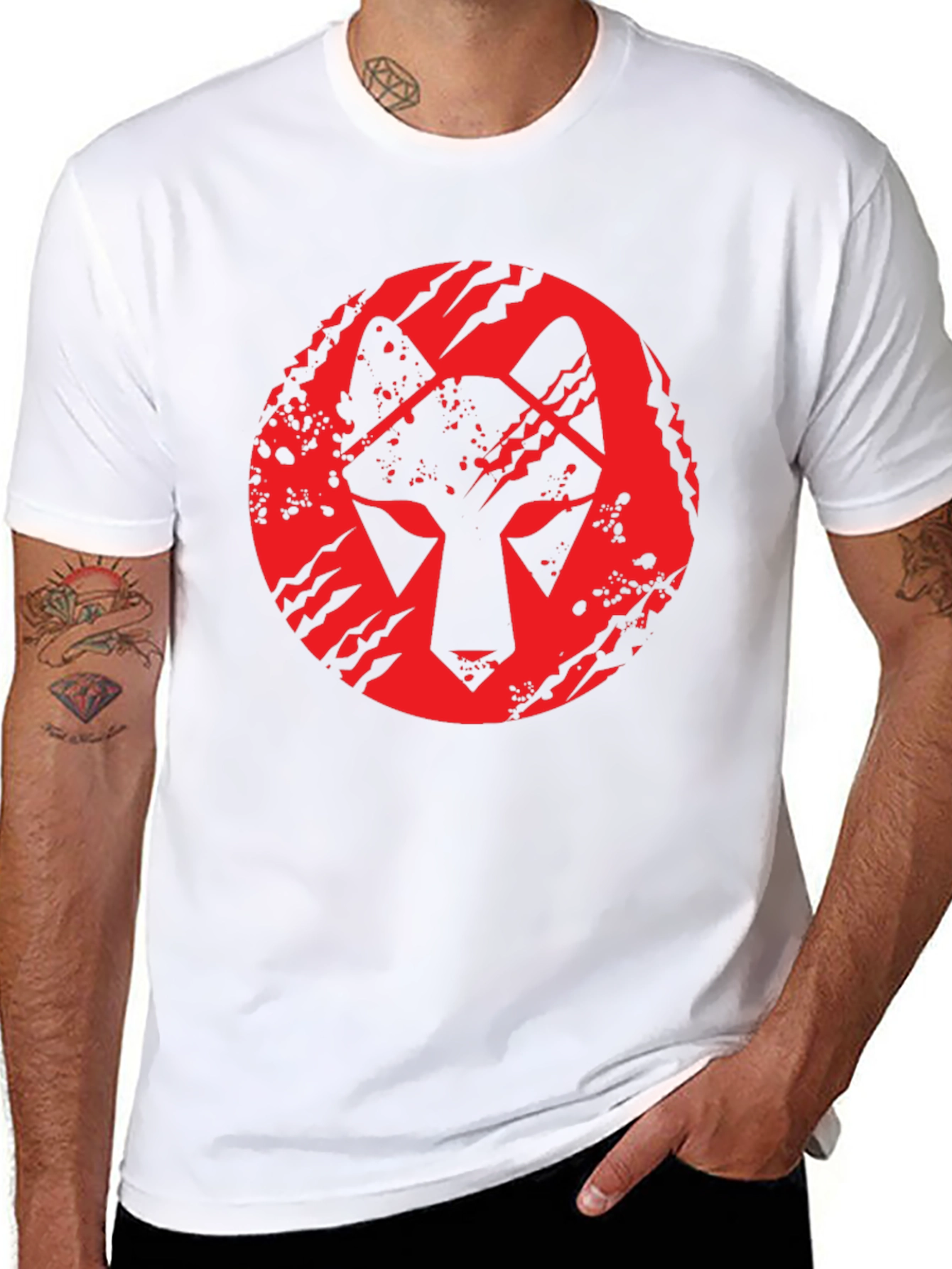 Wolf Graphic Tee - Red on Black