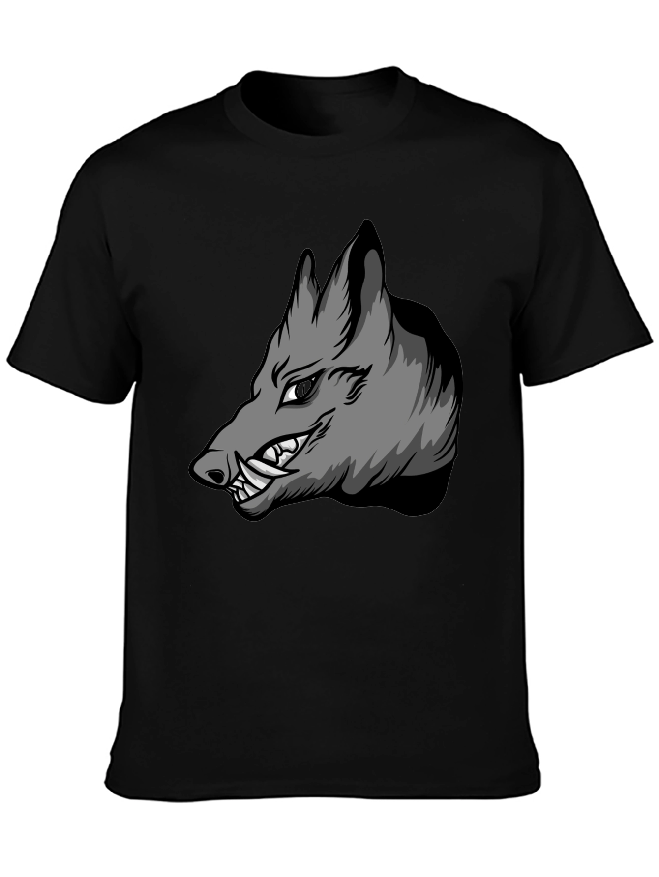 Black T-Shirt with Aggressive Boar Graphic