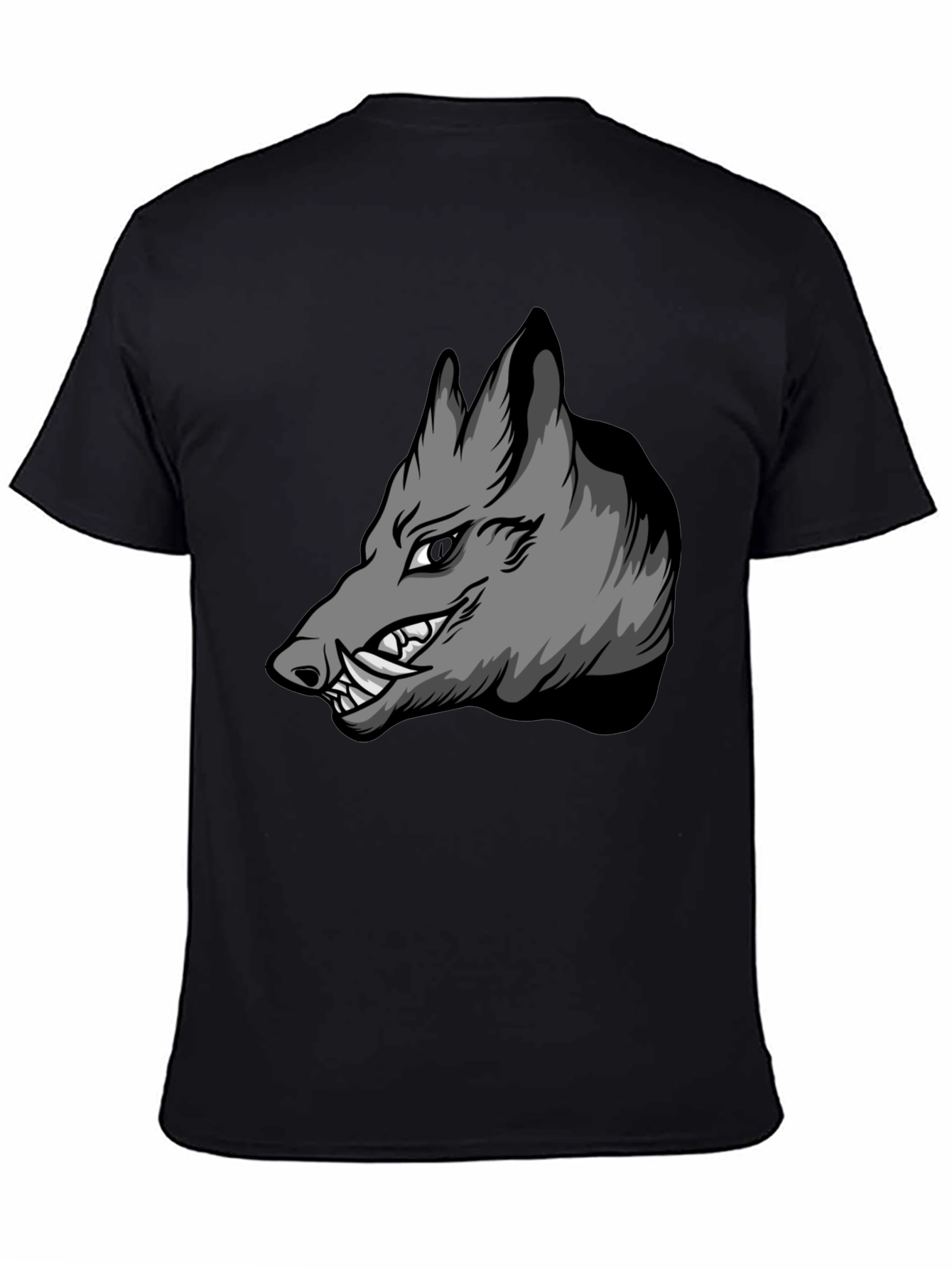 Black T-Shirt with Aggressive Boar Graphic