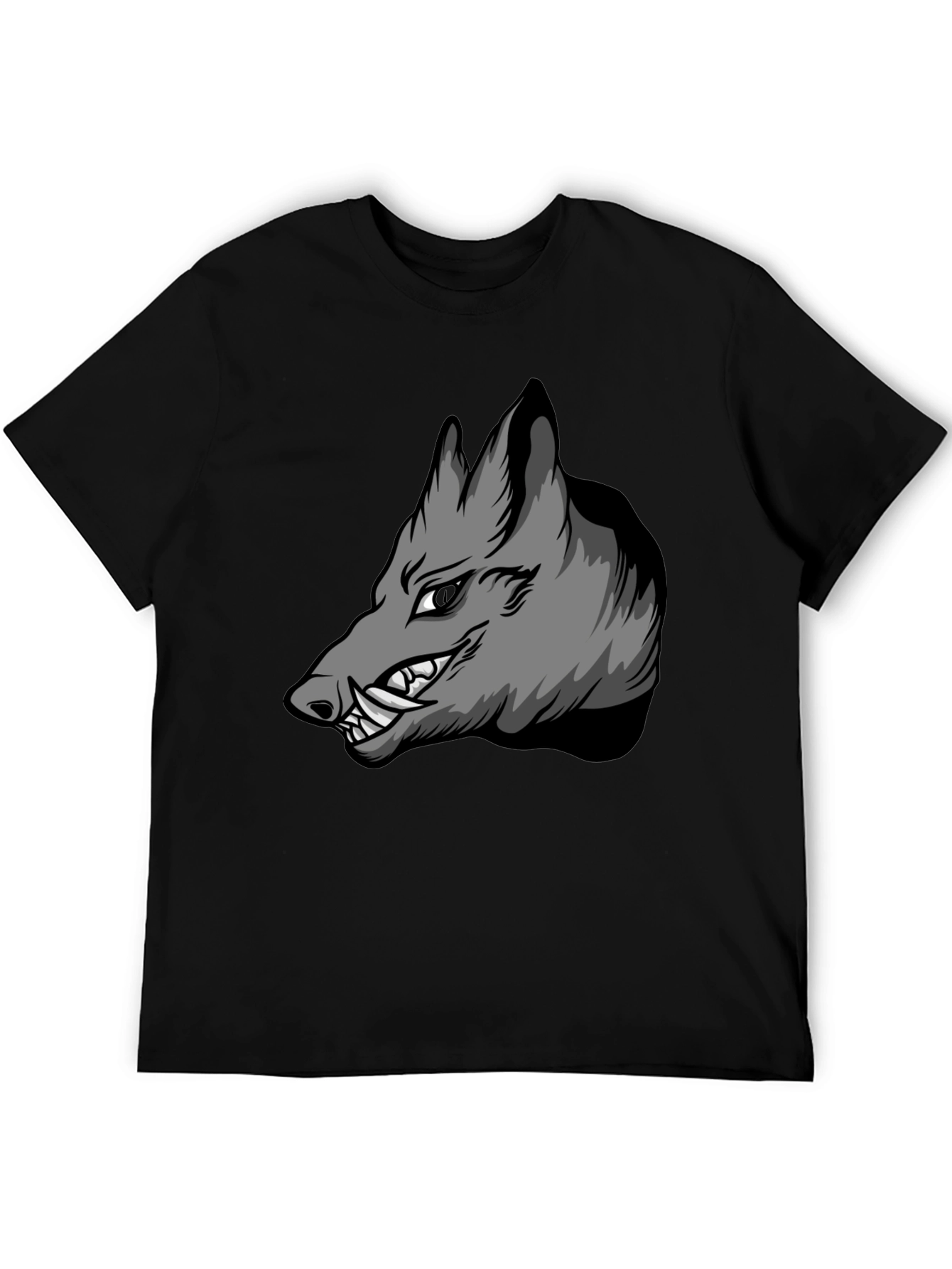 Black T-Shirt with Aggressive Boar Graphic